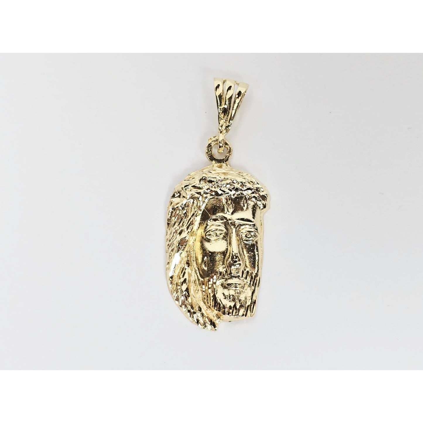 14K Yellow Gold Religious Jesus Head Charm Pendant