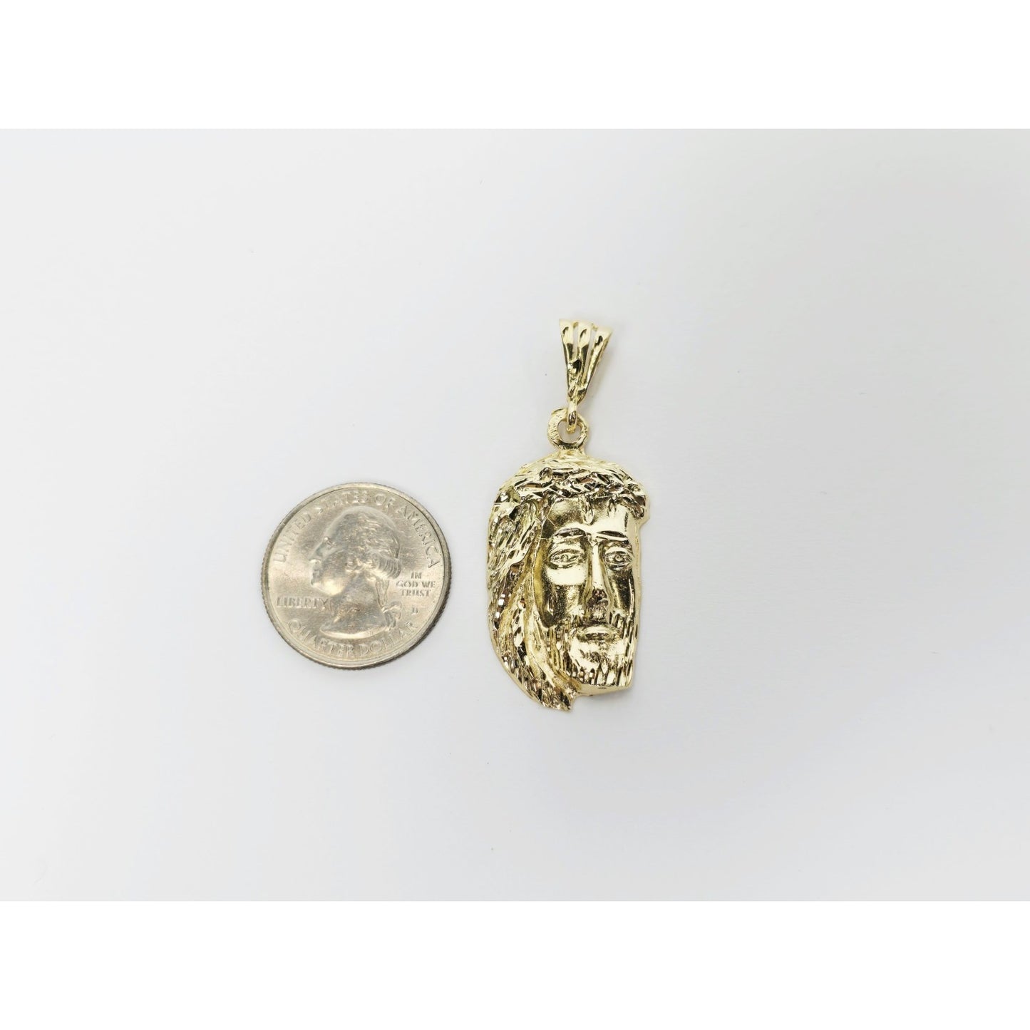 14K Yellow Gold Religious Jesus Head Charm Pendant