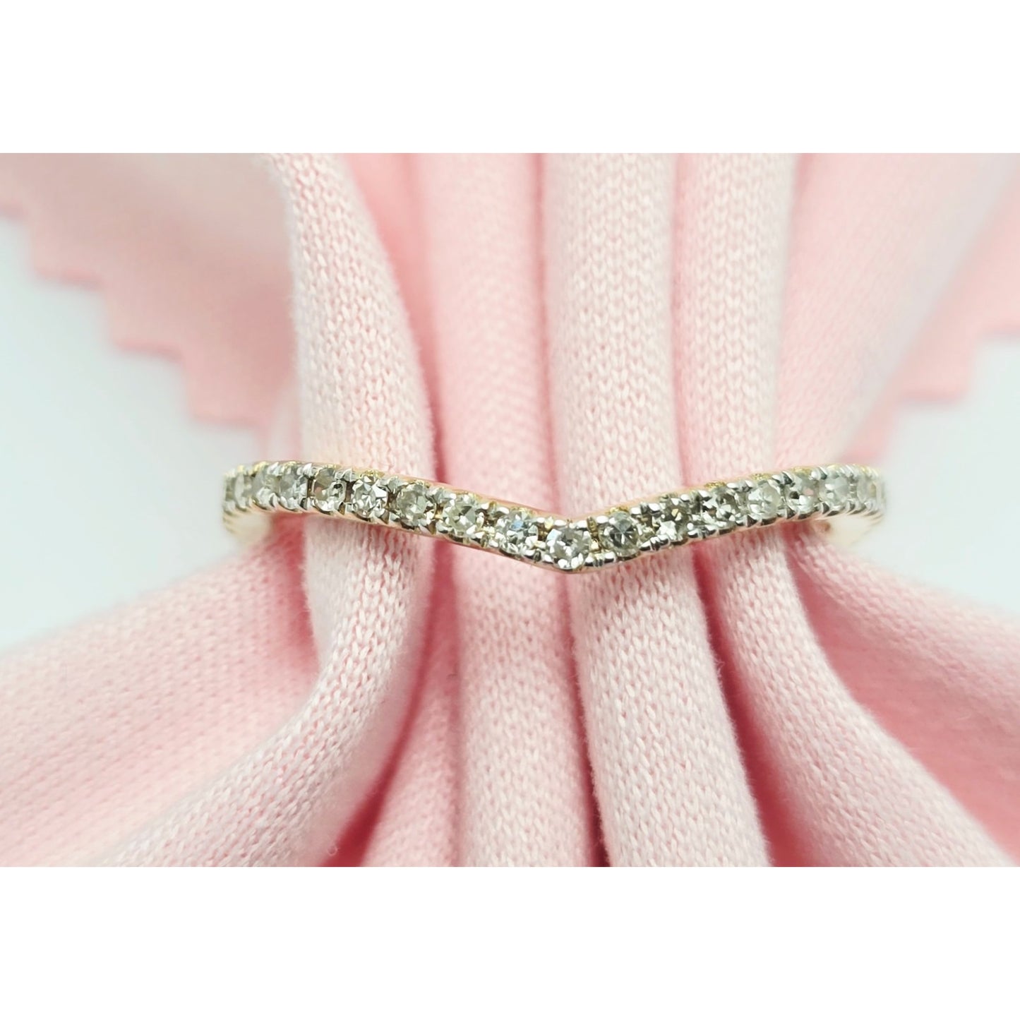 14K Yellow Gold V Shaped Diamond Ring