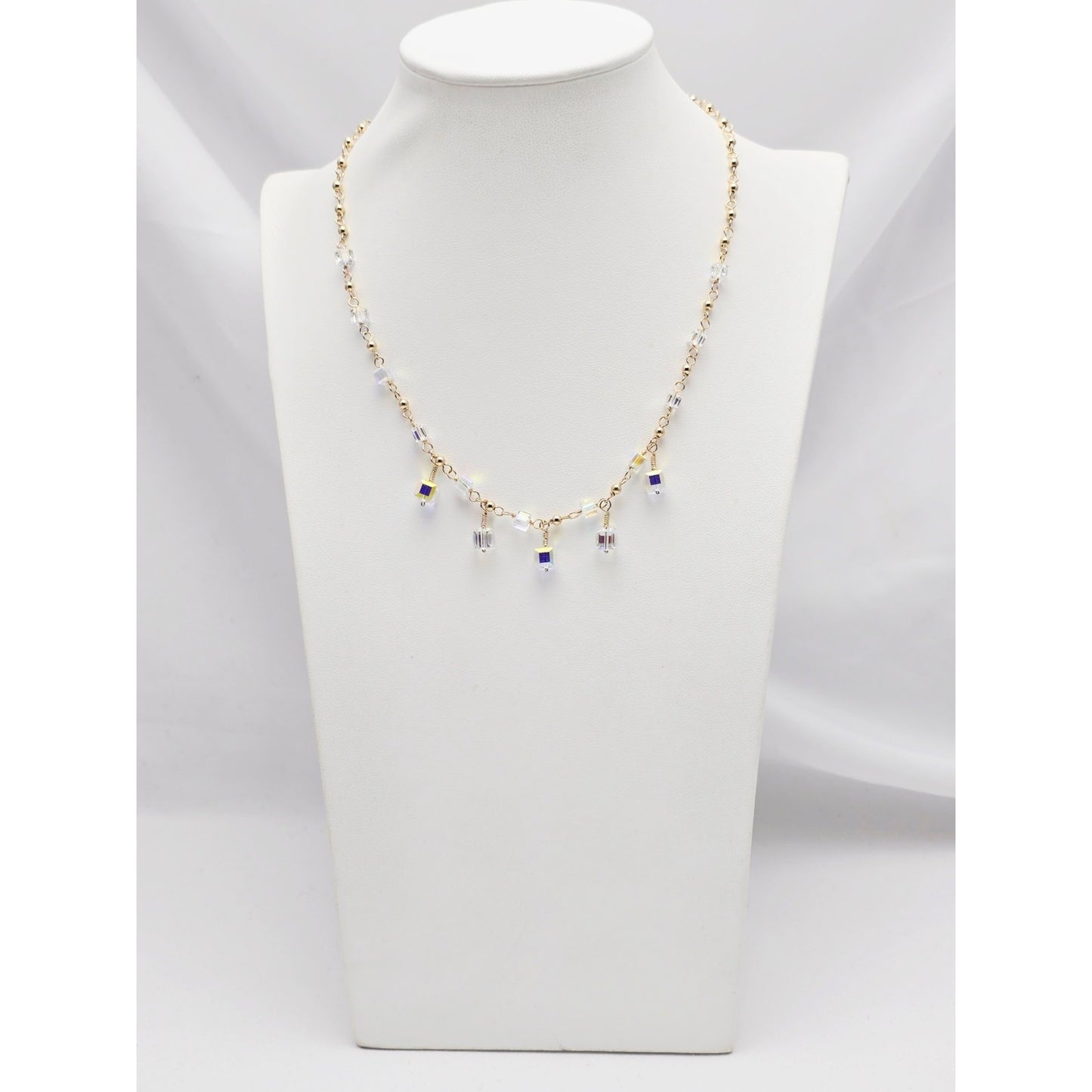 10K Yellow Gold Crystal Link Chain Necklace