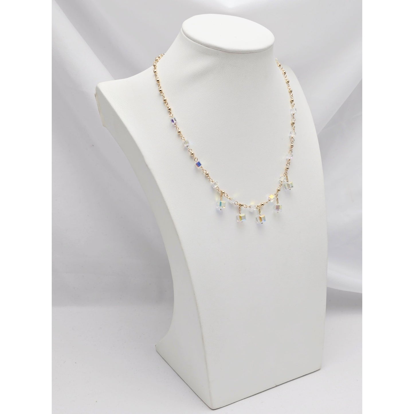 10K Yellow Gold Crystal Link Chain Necklace