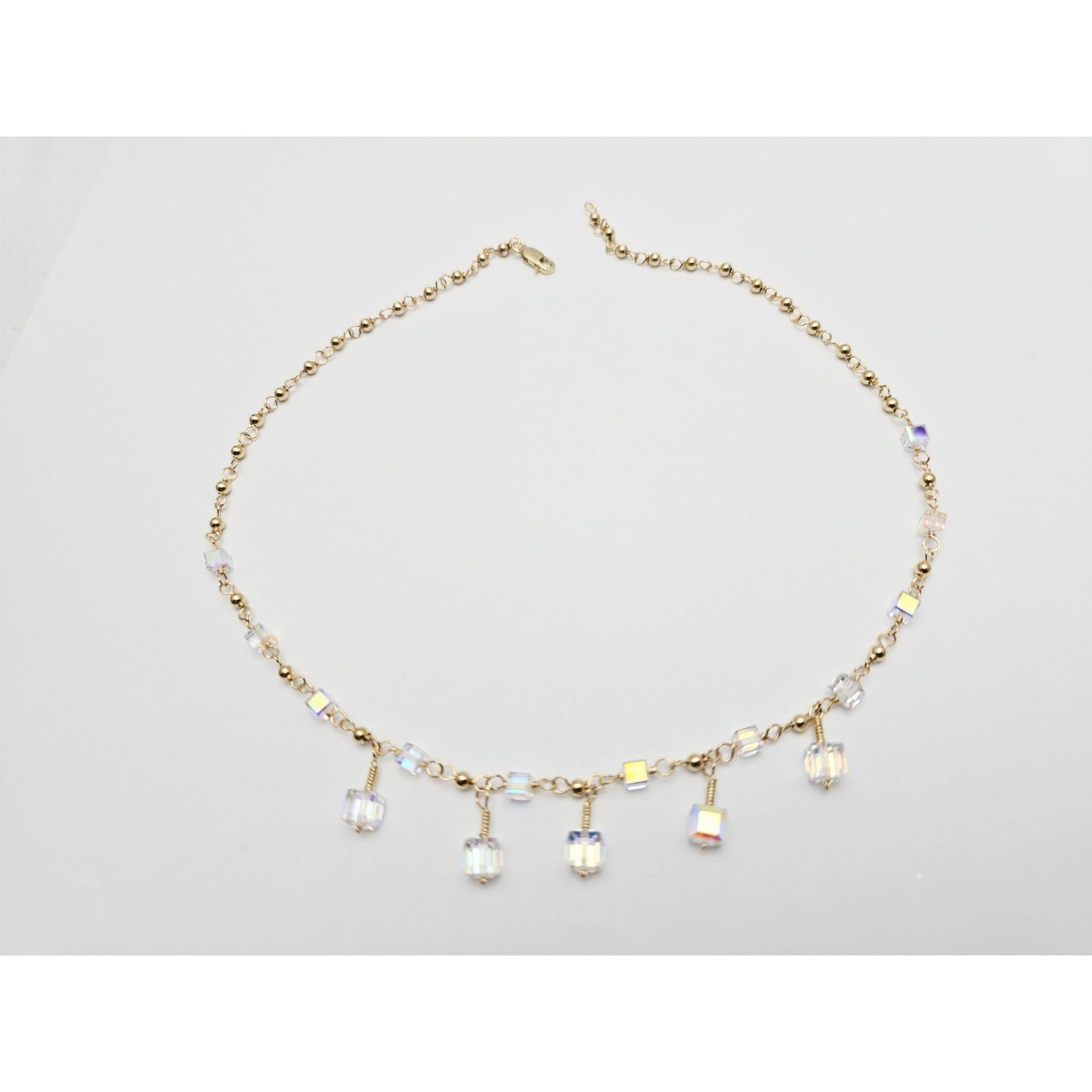 10K Yellow Gold Crystal Link Chain Necklace