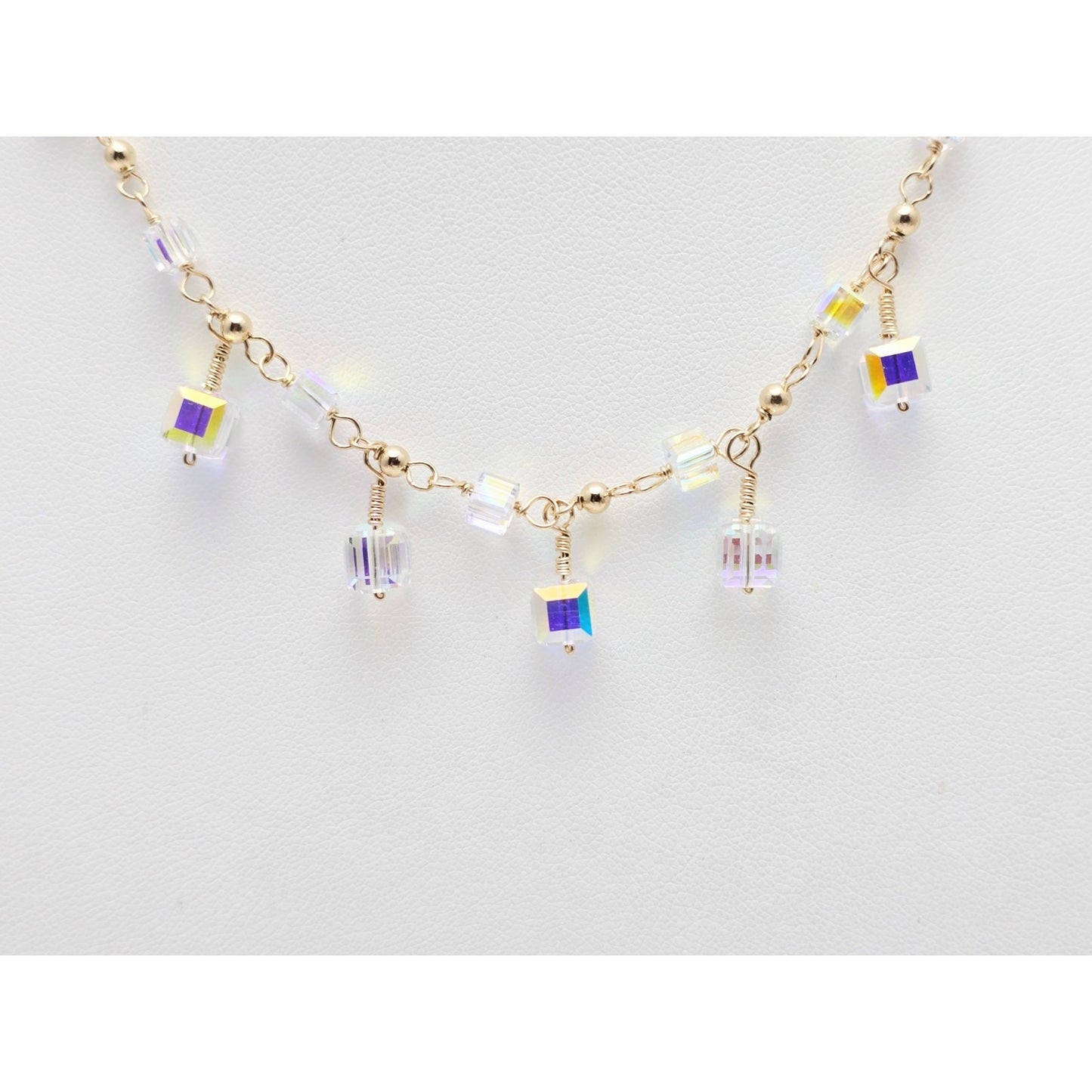 10K Yellow Gold Crystal Link Chain Necklace