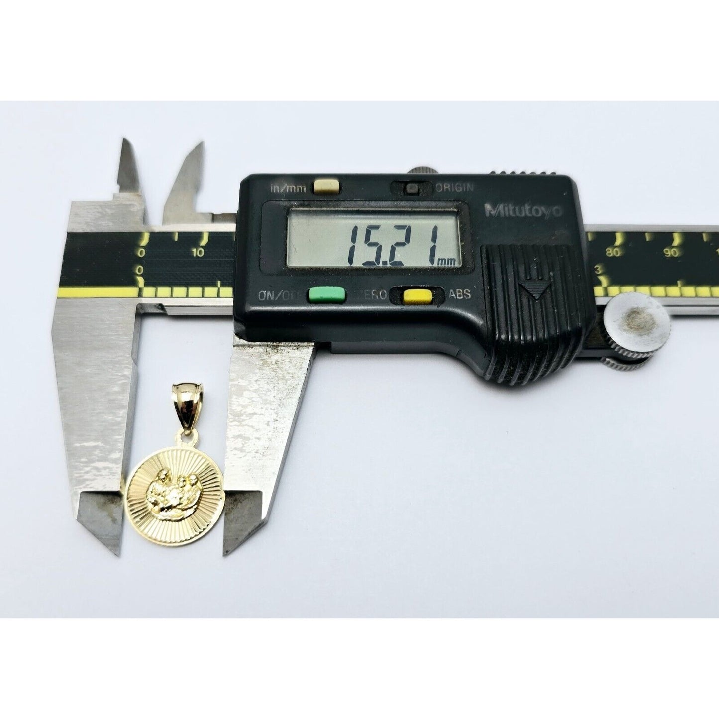 14K Yellow Gold Diamond Cut Round Baptism Charm Pendant