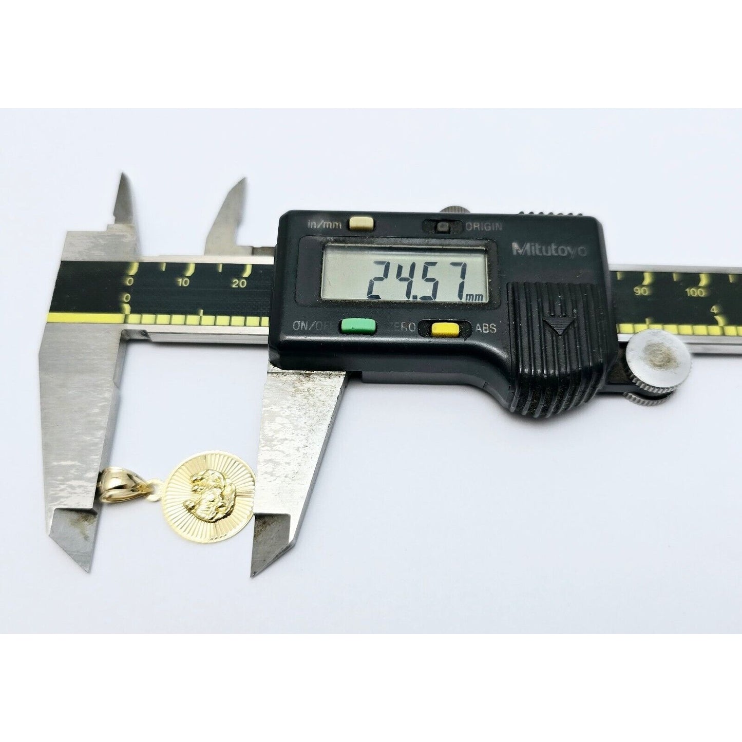 14K Yellow Gold Diamond Cut Round Baptism Charm Pendant