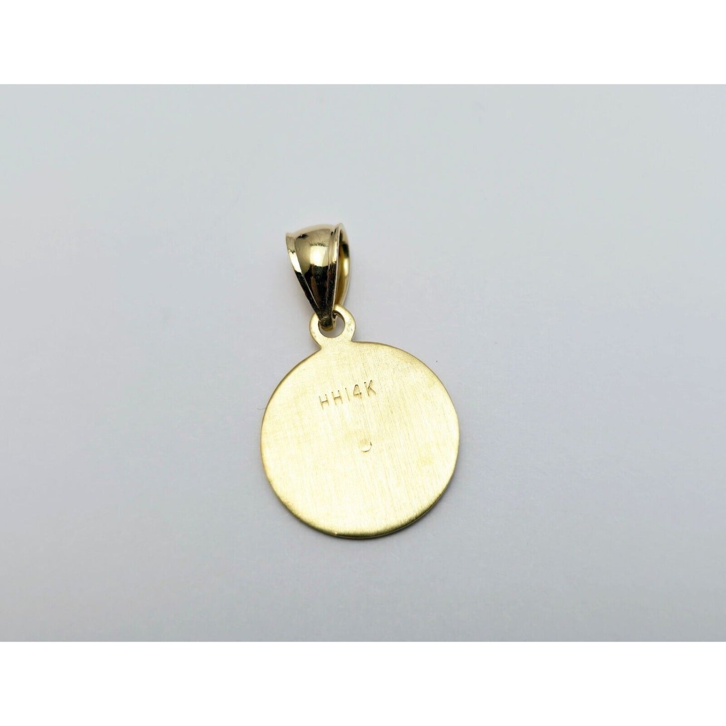 14K Yellow Gold Diamond Cut Round Baptism Charm Pendant