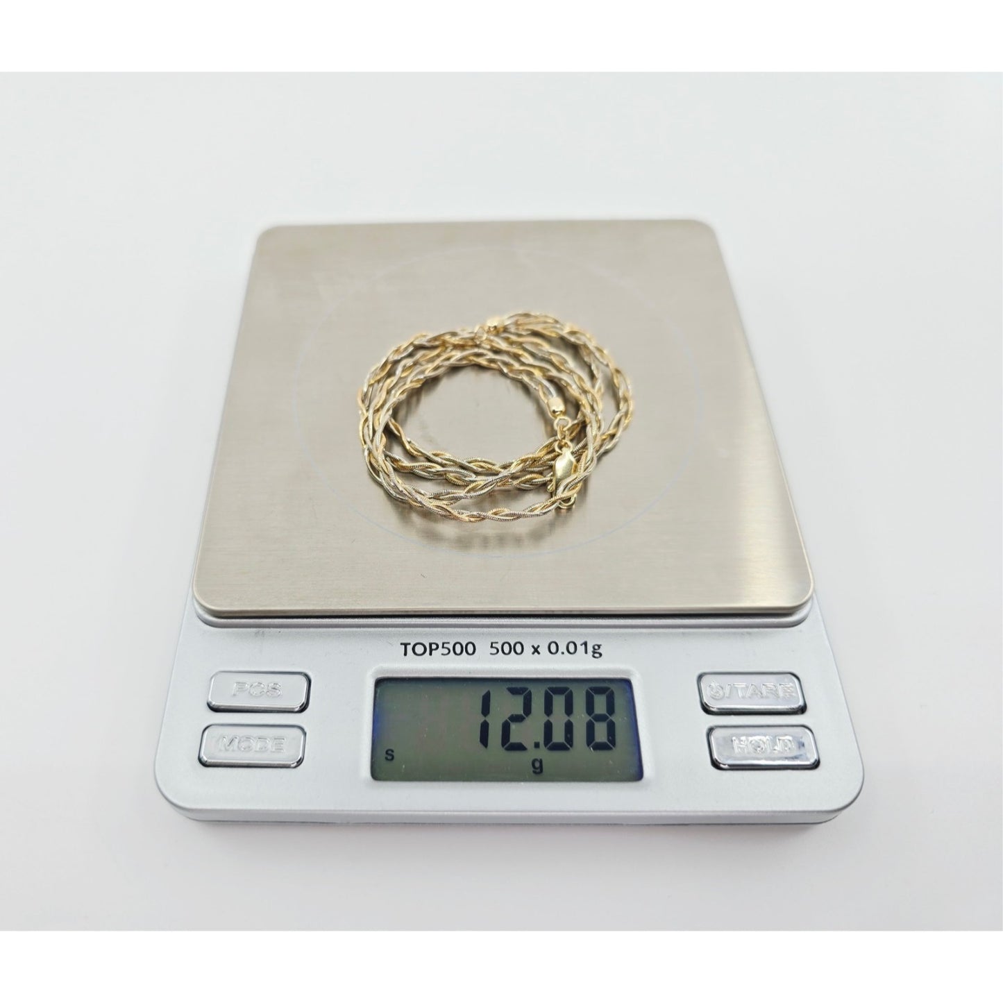 14K Two Tone Gold Twisted Snake Chain Necklace