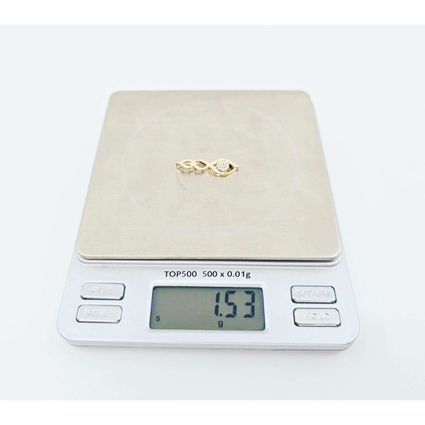 10K Yellow Gold Twisting Drop Dangle Diamond Charm Pendant