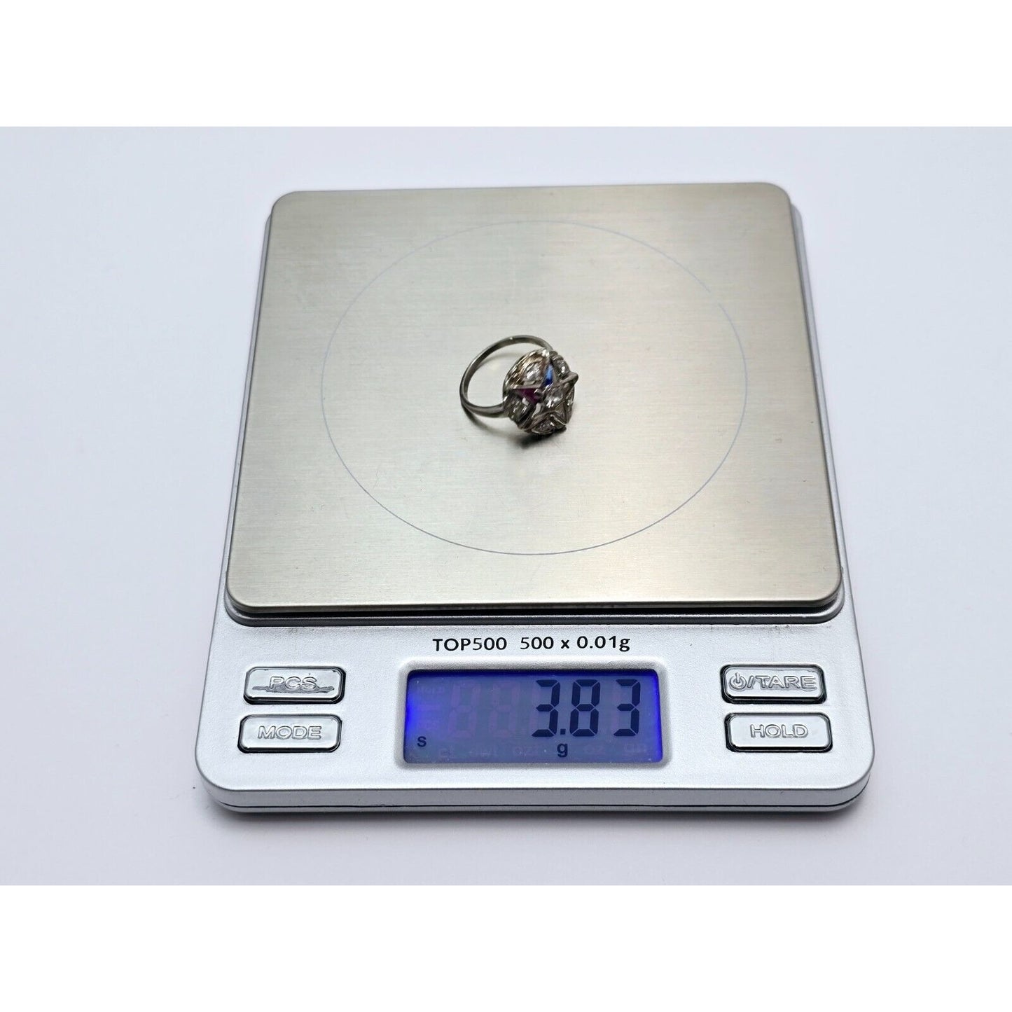 14K White Gold Eastern Star Diamond Ring