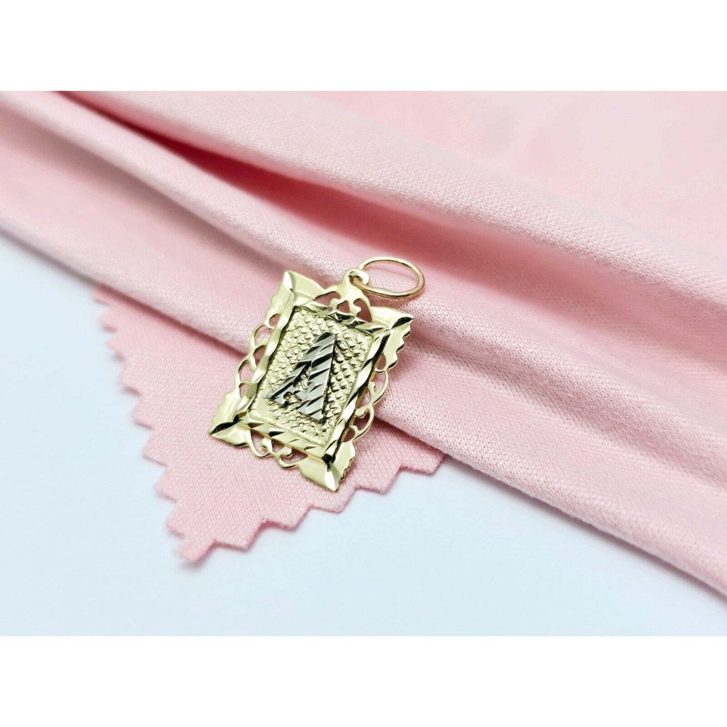 10K Two Tone Gold Initial Letter " A " Charm Pendant