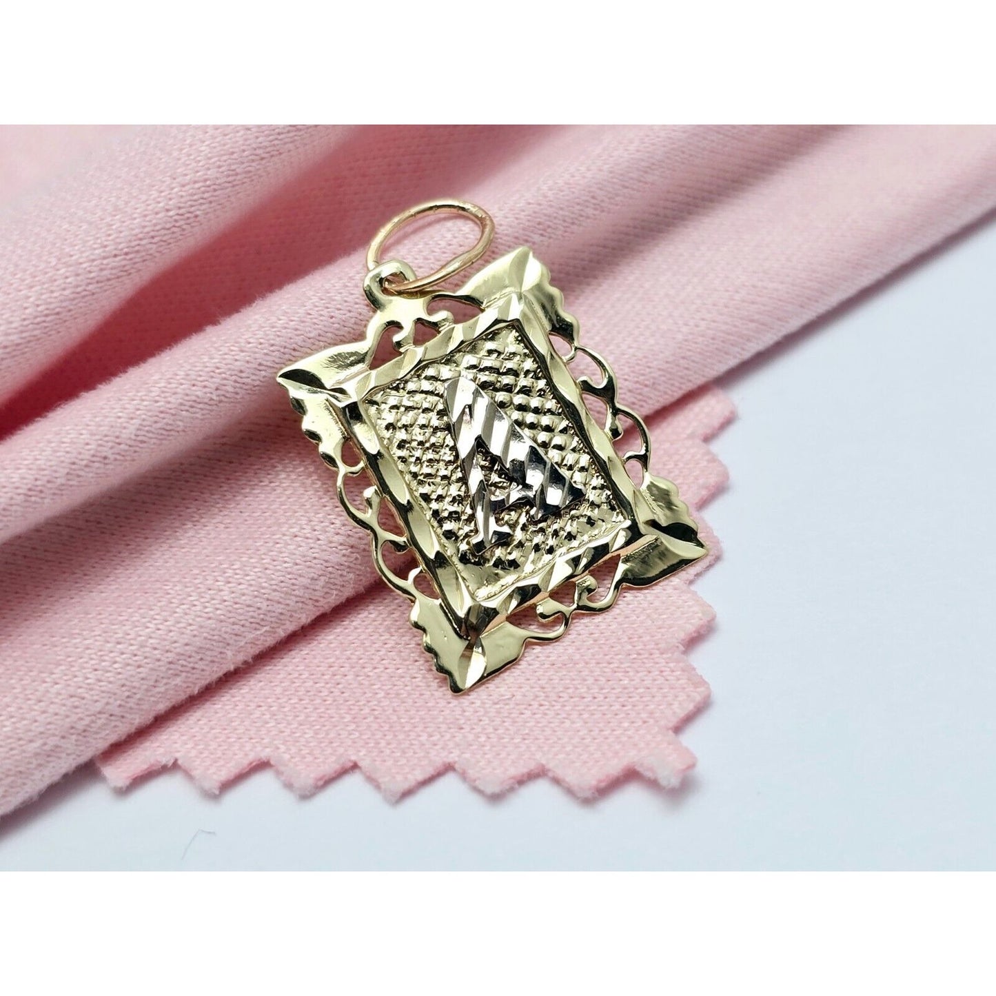 10K Two Tone Gold Initial Letter " A " Charm Pendant