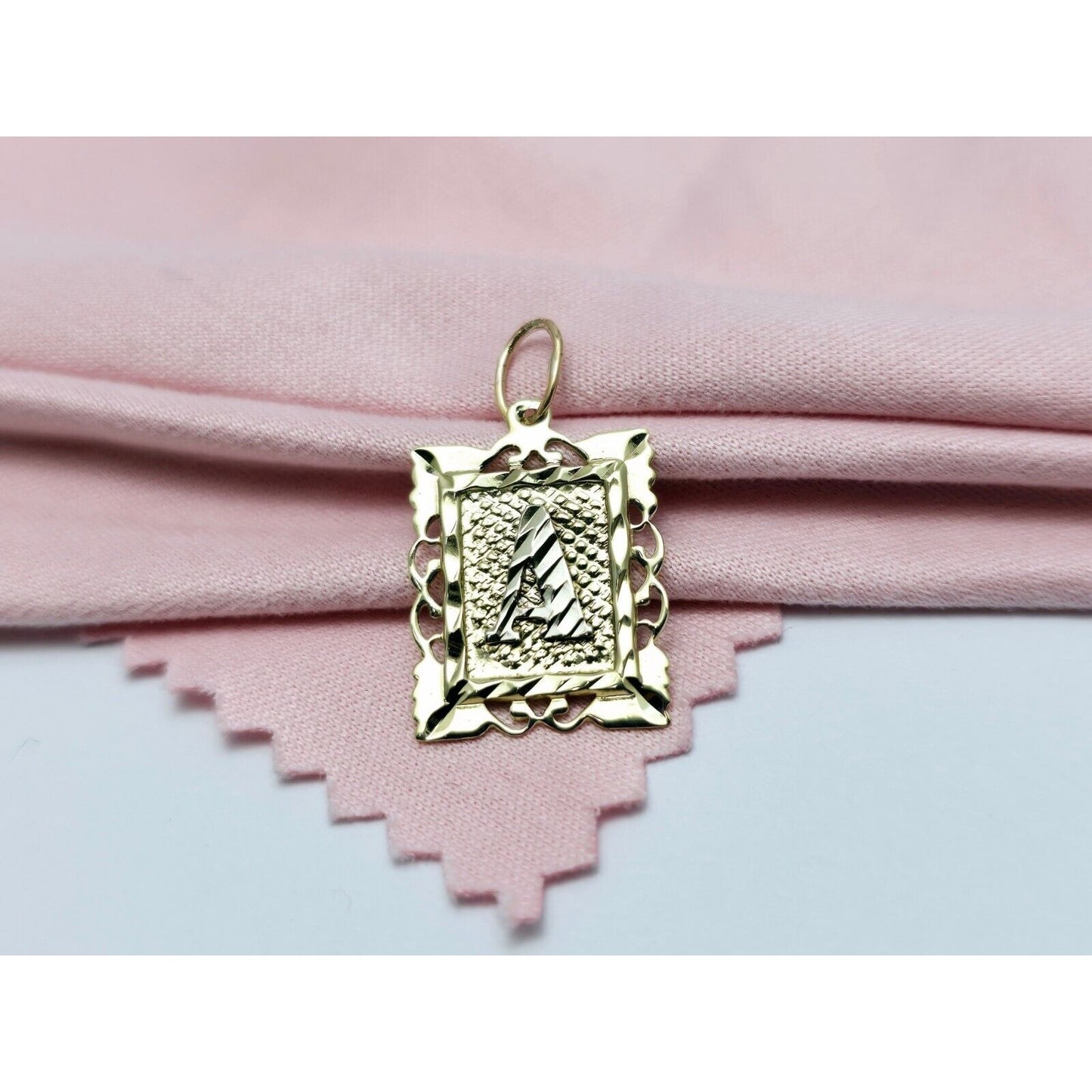 10K Two Tone Gold Initial Letter " A " Charm Pendant