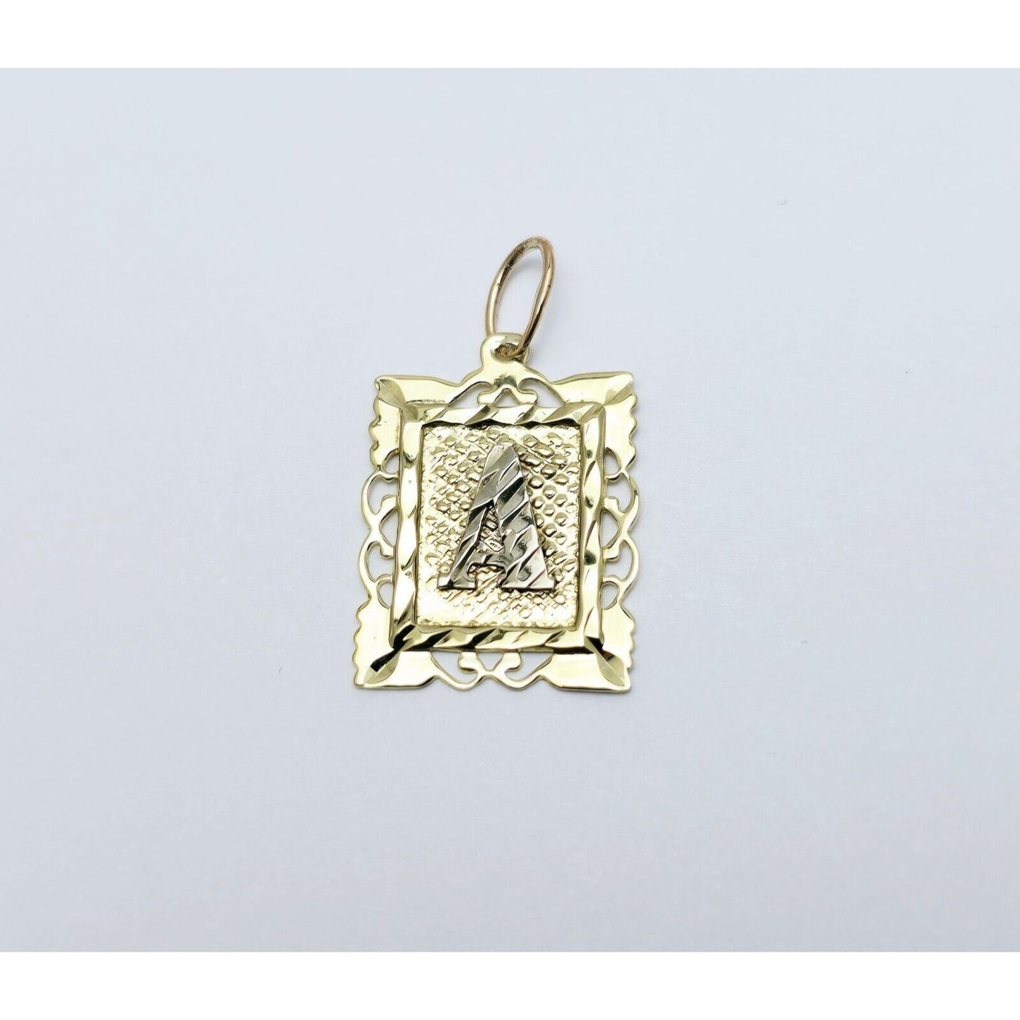 10K Two Tone Gold Initial Letter " A " Charm Pendant