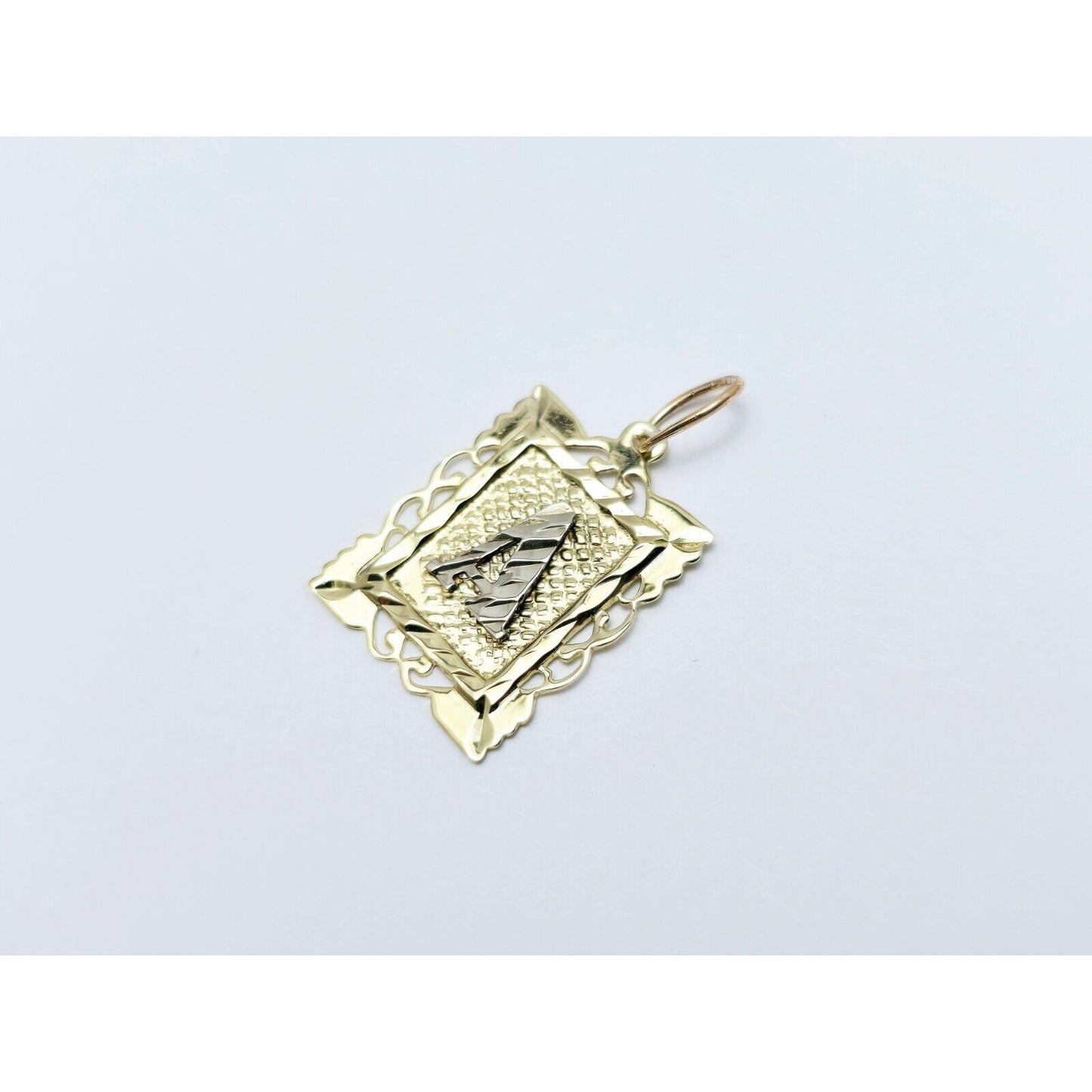 10K Two Tone Gold Initial Letter " A " Charm Pendant