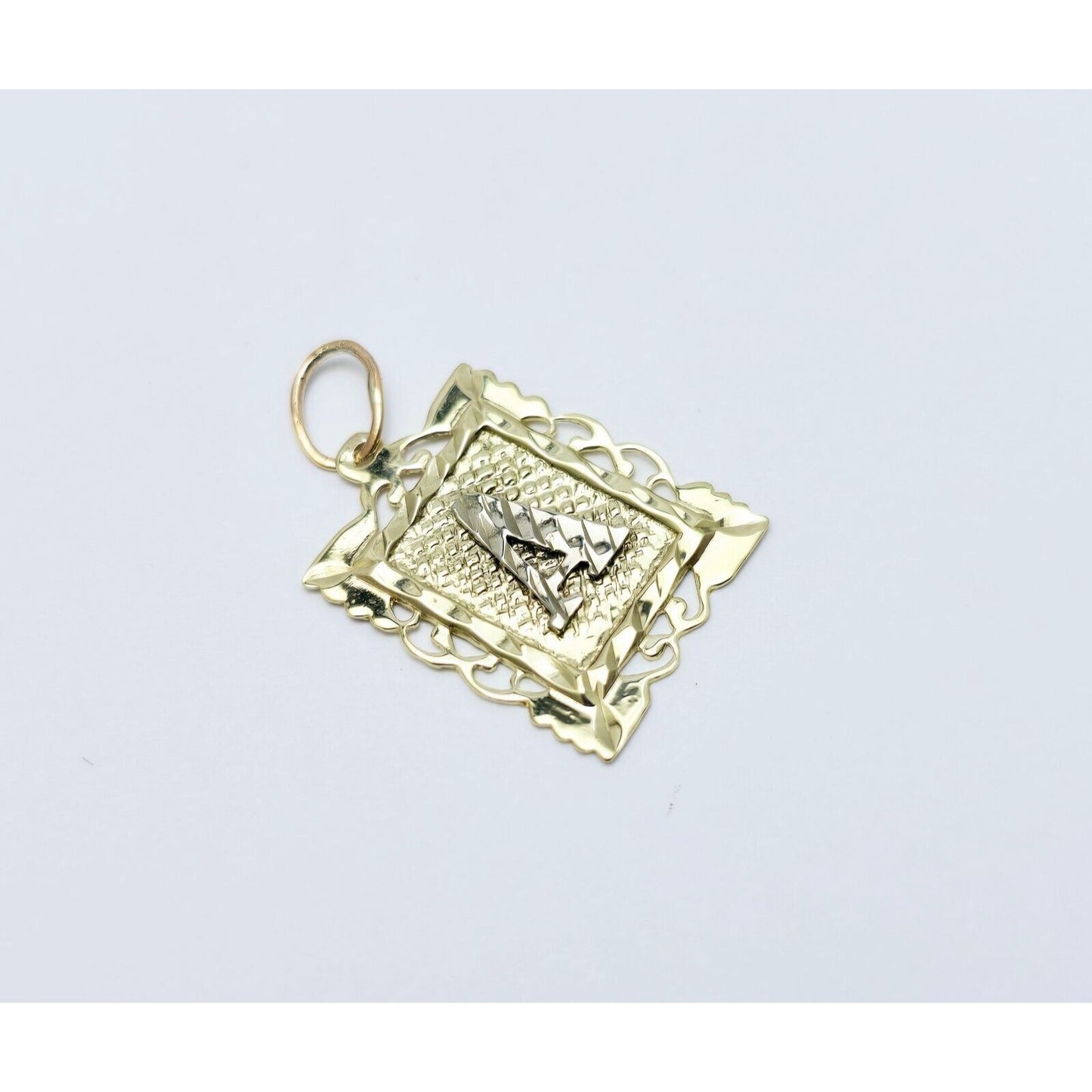 10K Two Tone Gold Initial Letter " A " Charm Pendant