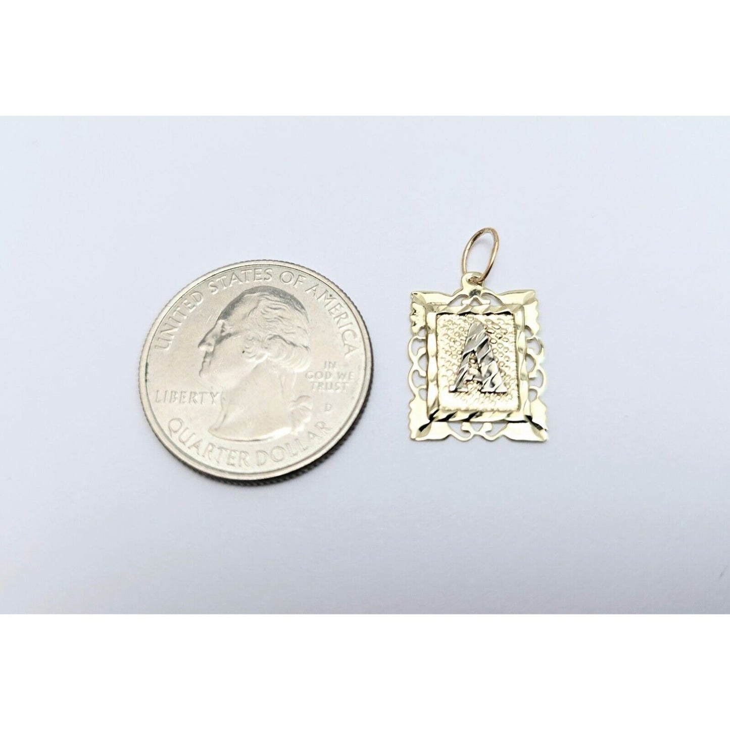 10K Two Tone Gold Initial Letter " A " Charm Pendant