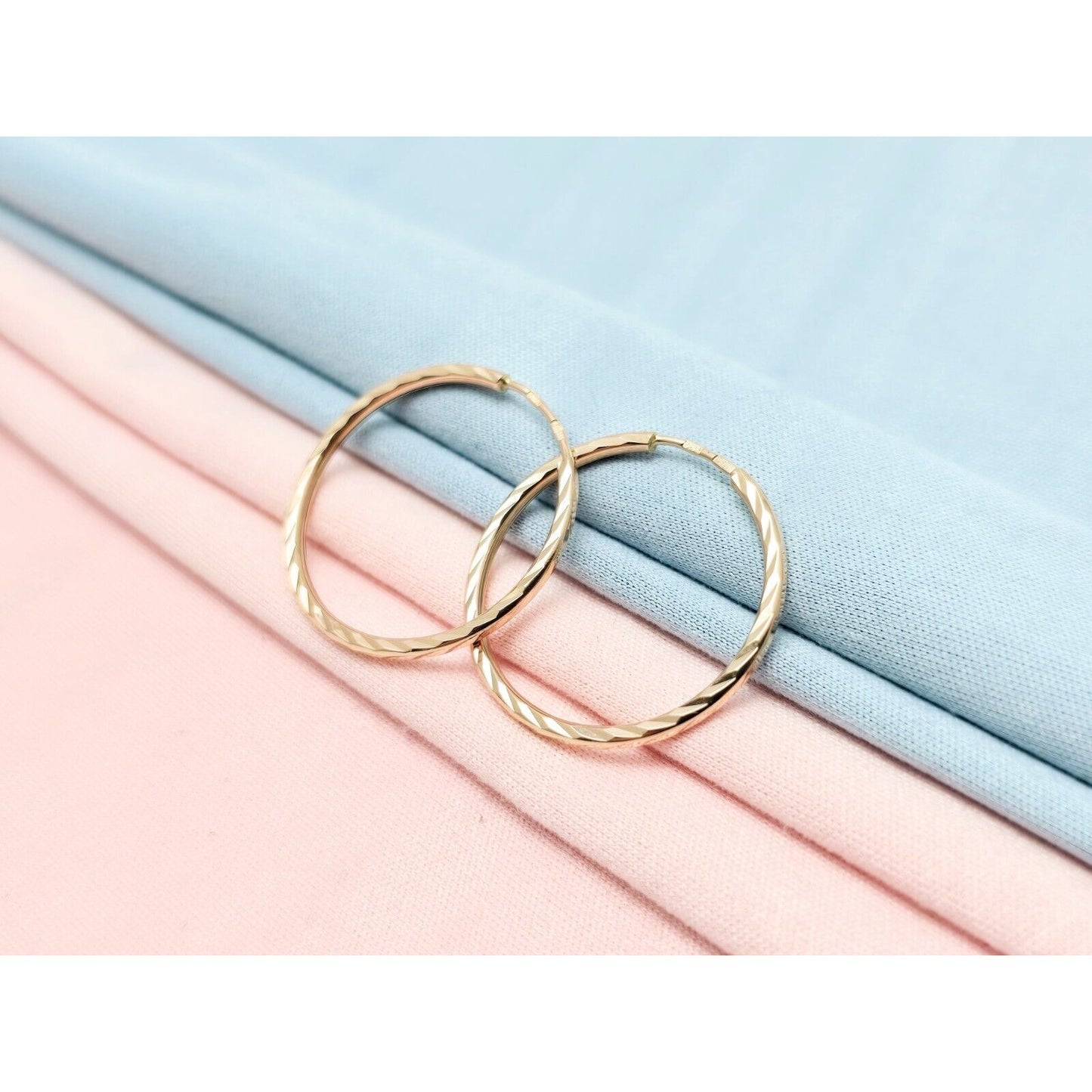 14K Rose Gold Diamond Cut Spiral Tube Hoop Earrings