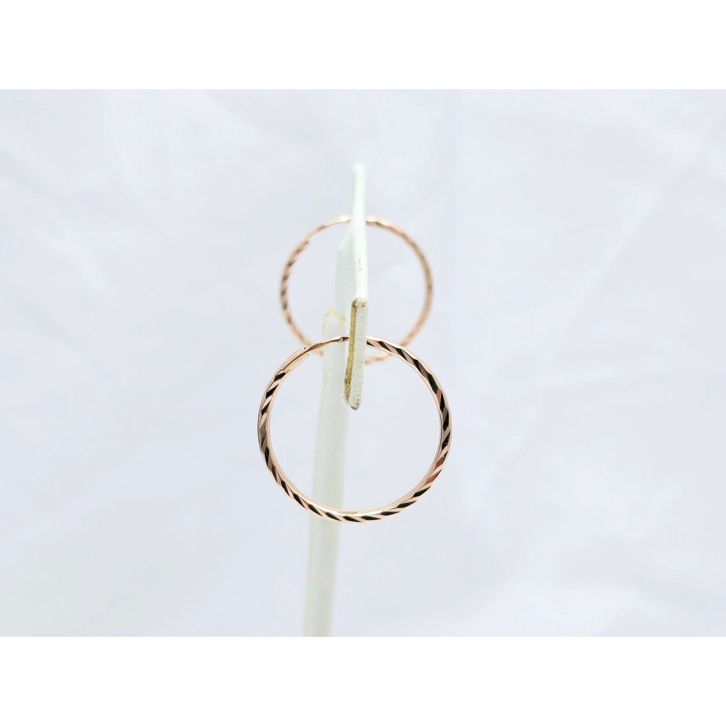 14K Rose Gold Diamond Cut Spiral Tube Hoop Earrings