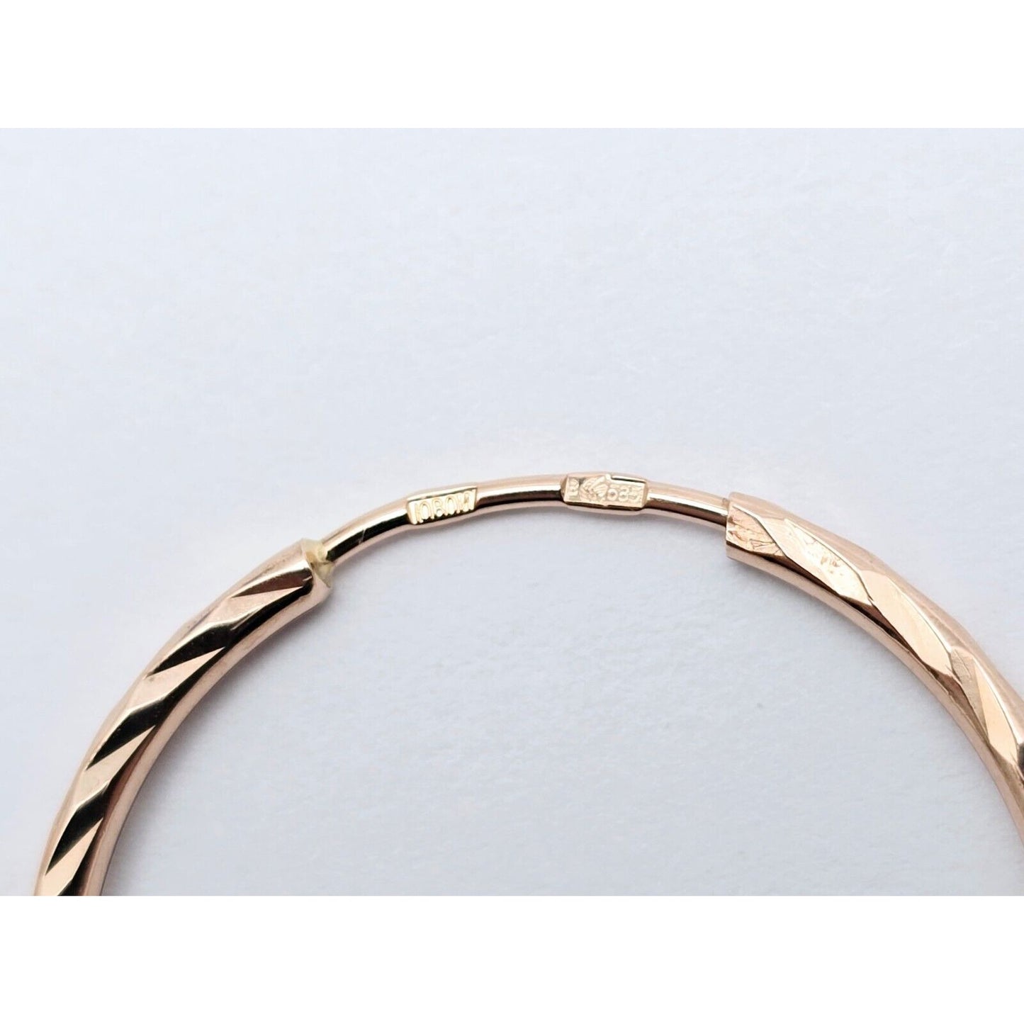 14K Rose Gold Diamond Cut Spiral Tube Hoop Earrings