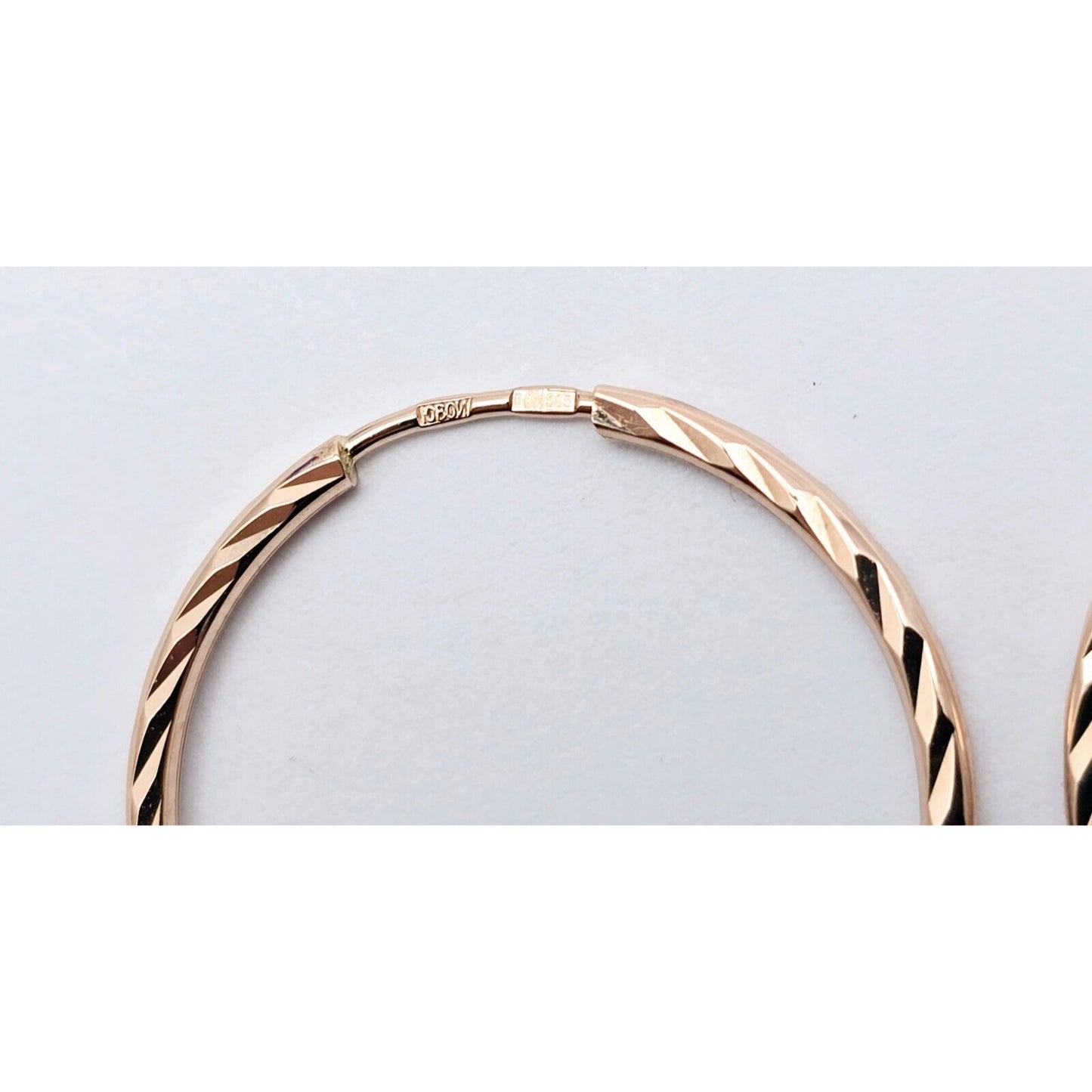 14K Rose Gold Diamond Cut Spiral Tube Hoop Earrings