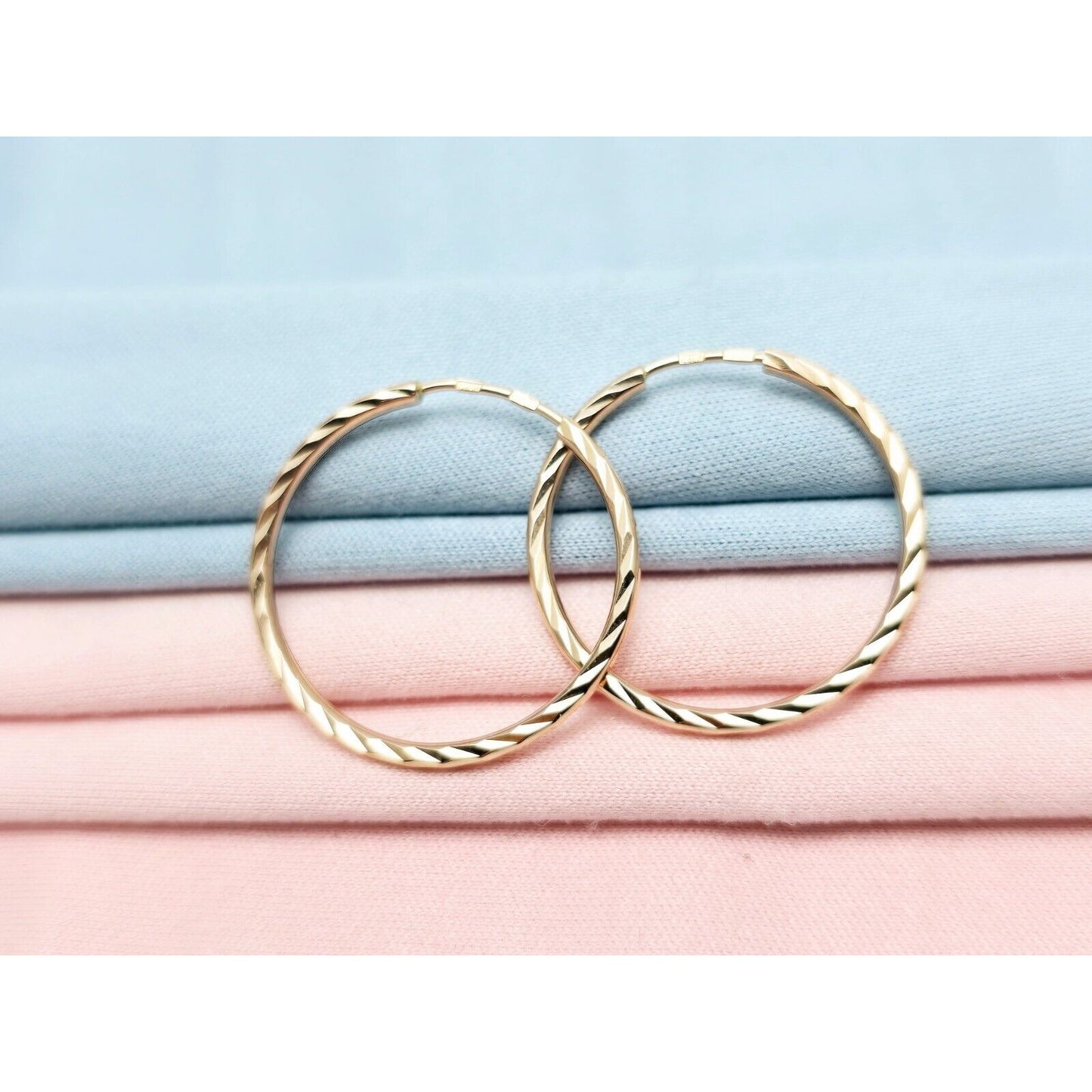 14K Rose Gold Diamond Cut Spiral Tube Hoop Earrings