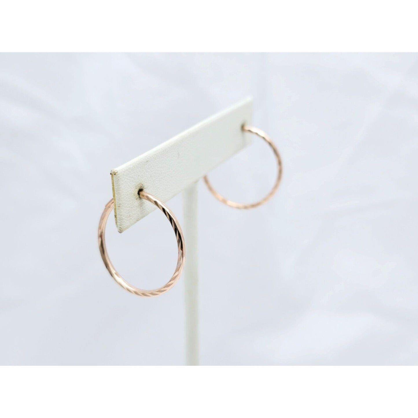 14K Rose Gold Diamond Cut Spiral Tube Hoop Earrings