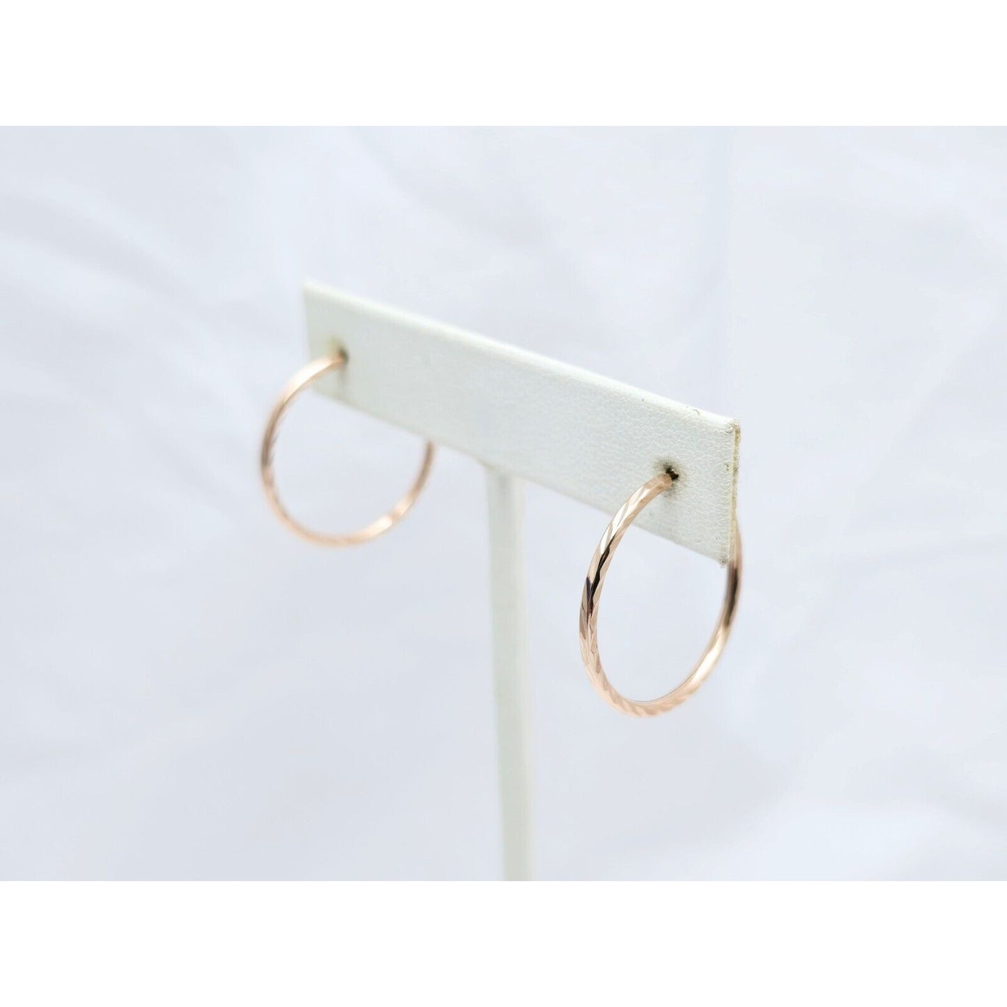 14K Rose Gold Diamond Cut Spiral Tube Hoop Earrings
