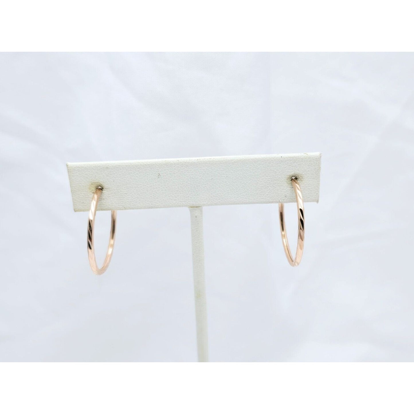 14K Rose Gold Diamond Cut Spiral Tube Hoop Earrings