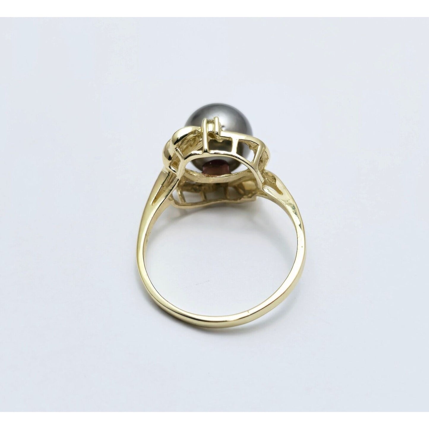 14K Yellow Gold Tahitian Pearl & Diamond Ring