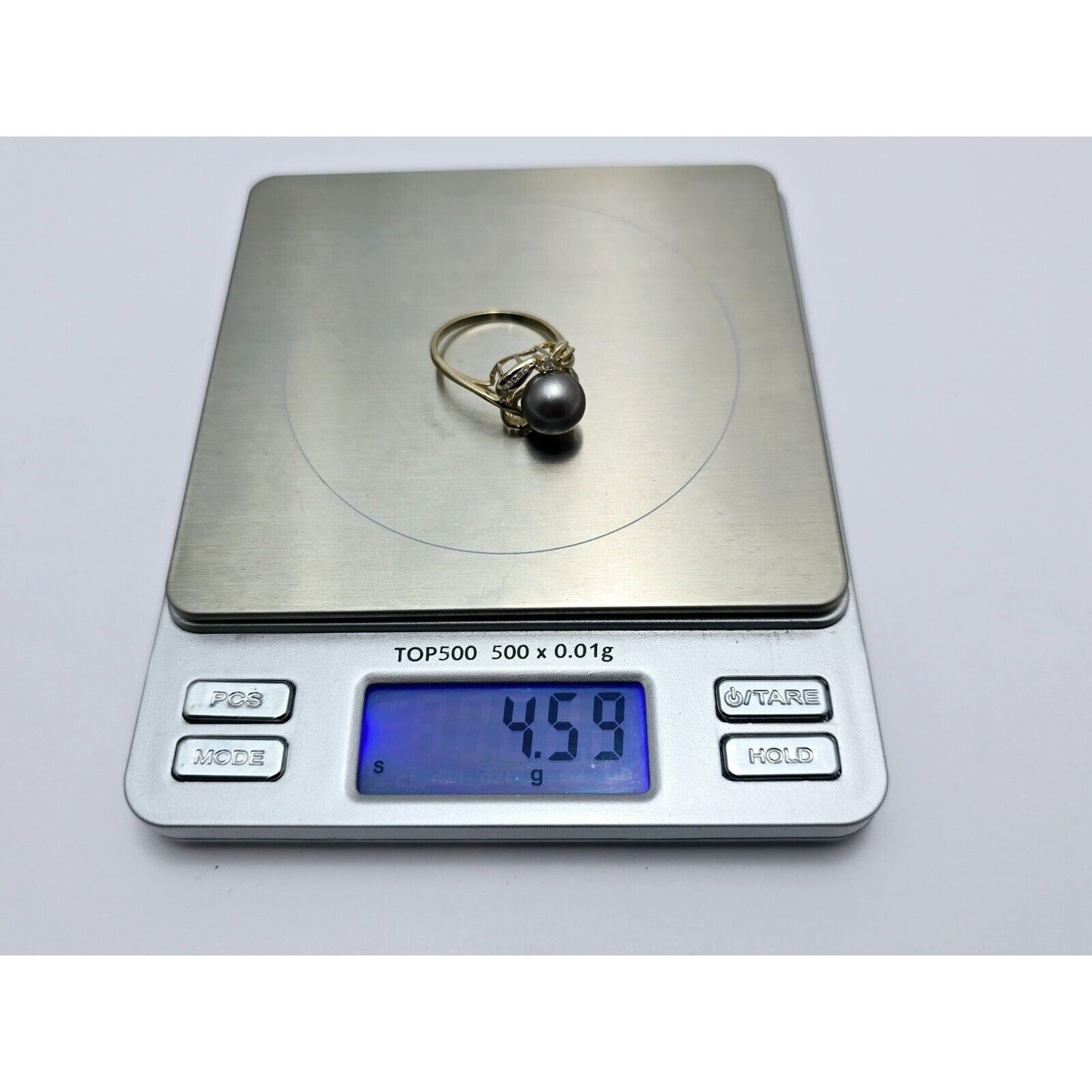 14K Yellow Gold Tahitian Pearl & Diamond Ring