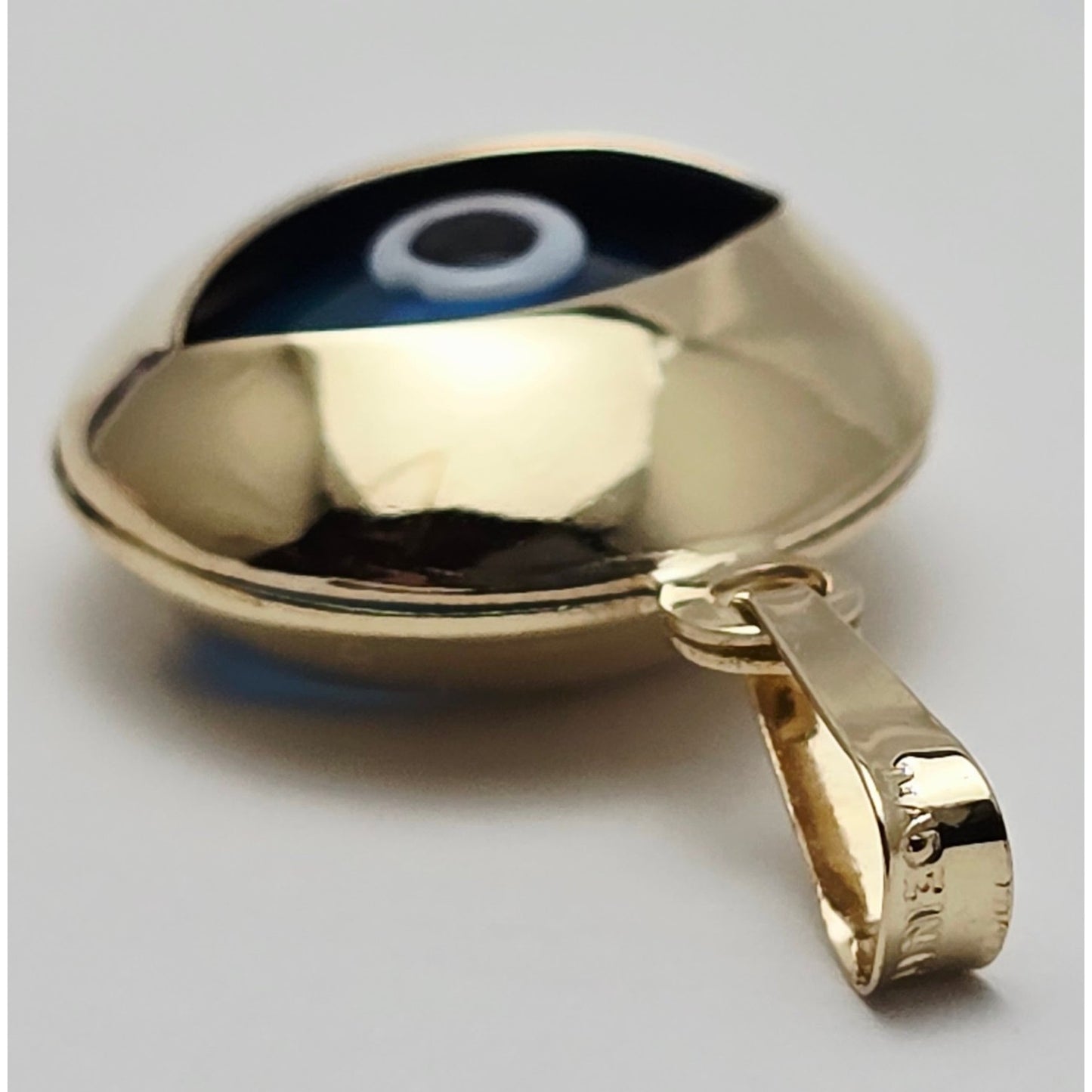 14K Yellow Gold Blue Evil Eye Polished Charm Pendant