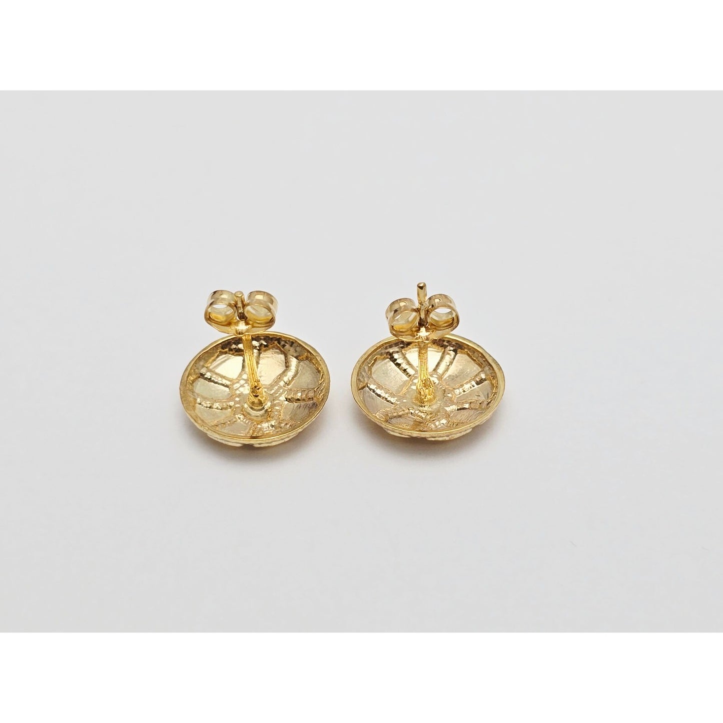 10K Yellow Gold Round Nugget Stud Earrings