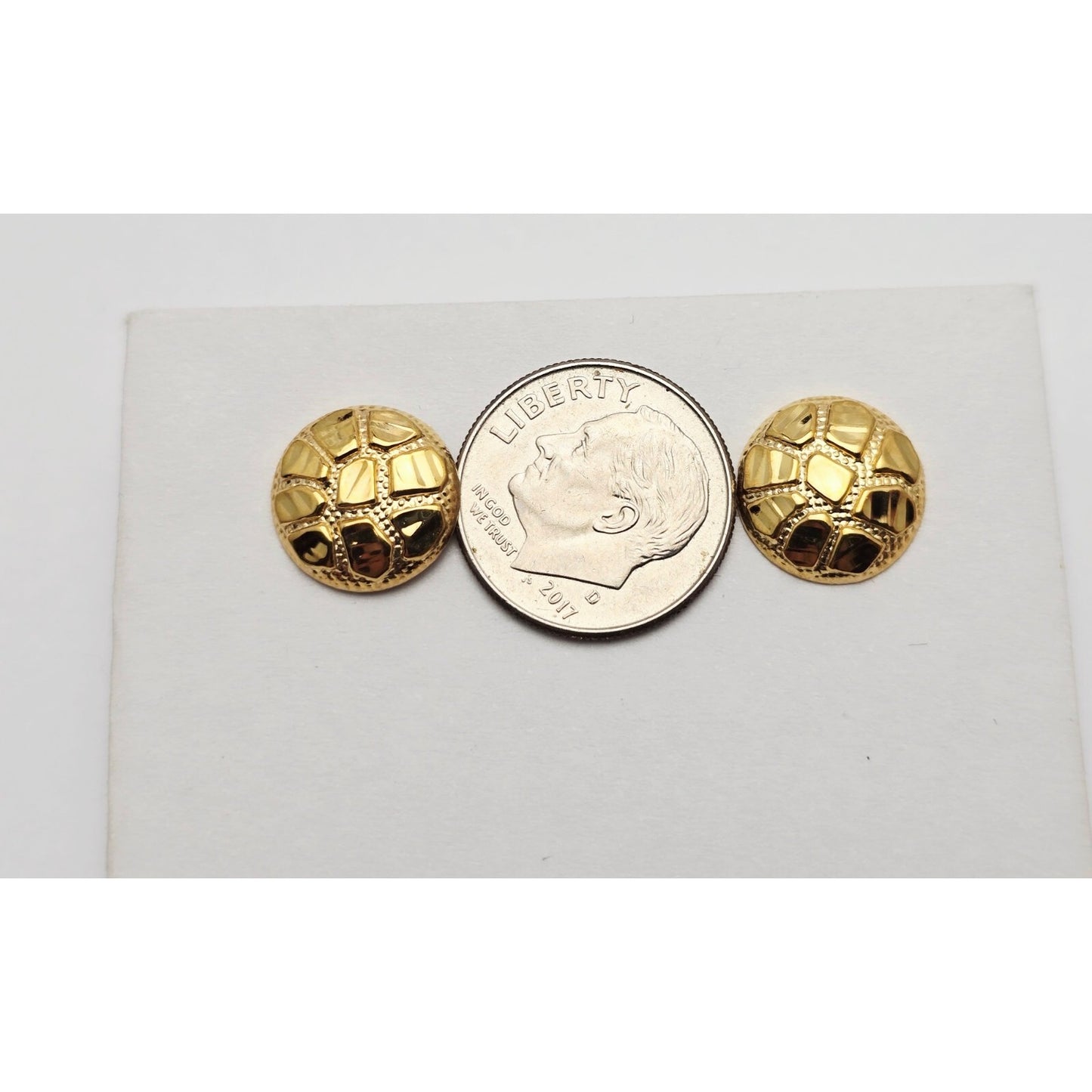 10K Yellow Gold Round Nugget Stud Earrings