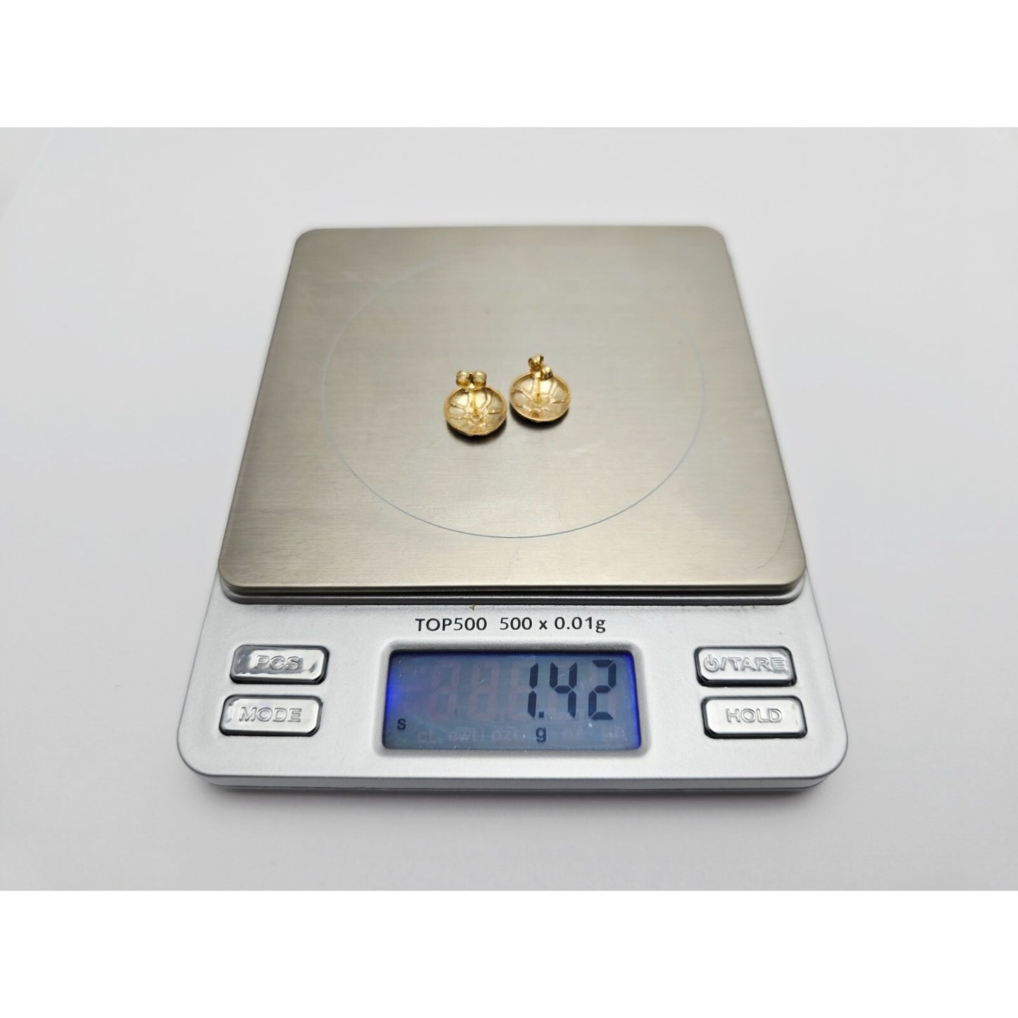 10K Yellow Gold Round Nugget Stud Earrings