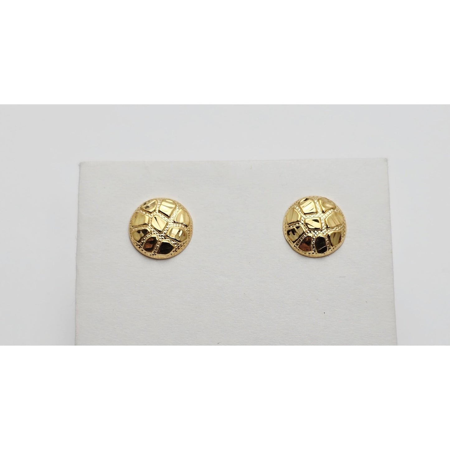 10K Yellow Gold Round Nugget Stud Earrings