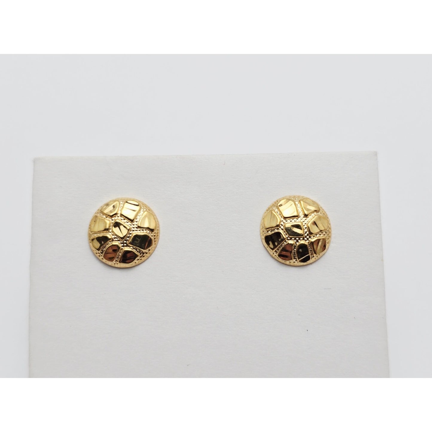 10K Yellow Gold Round Nugget Stud Earrings