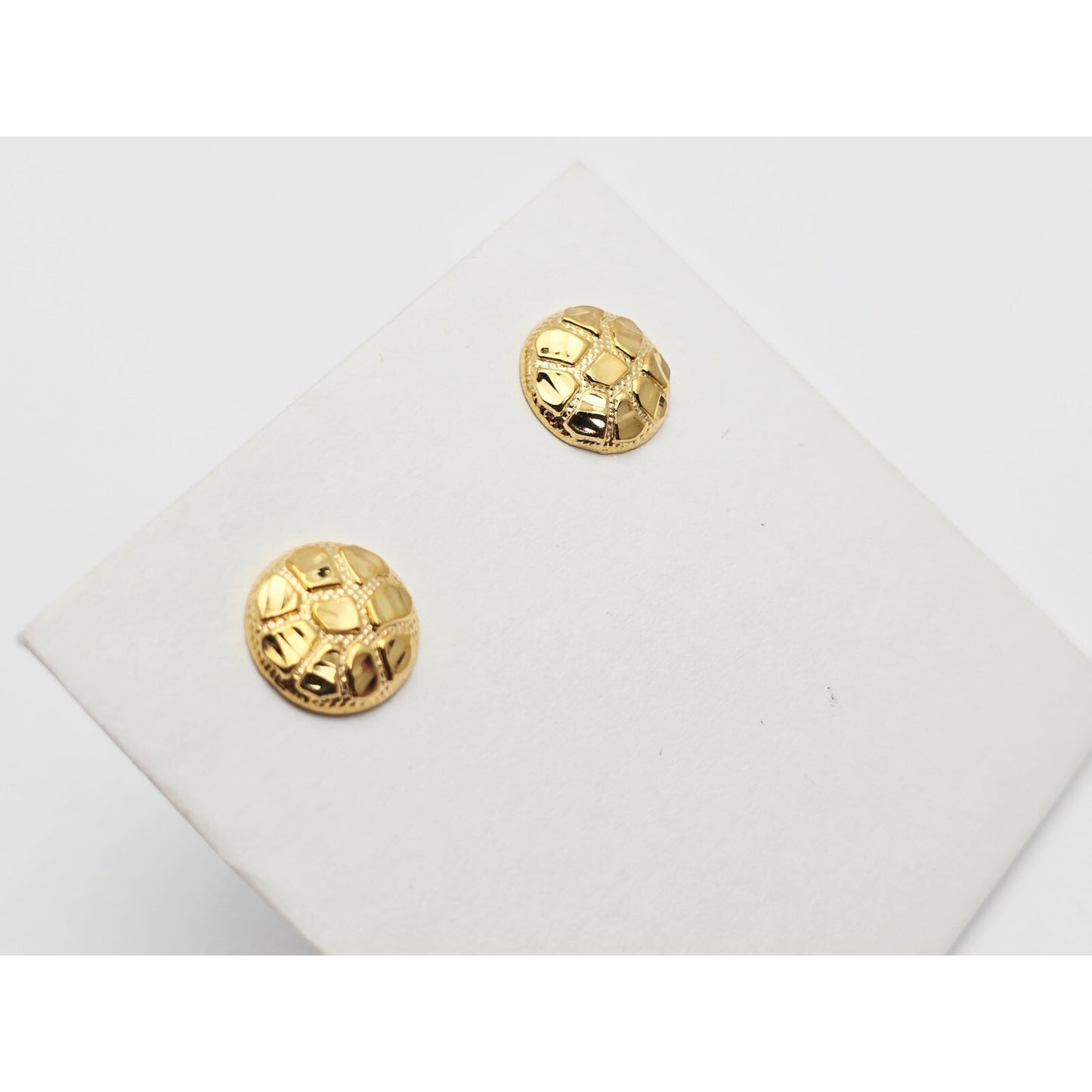 10K Yellow Gold Round Nugget Stud Earrings