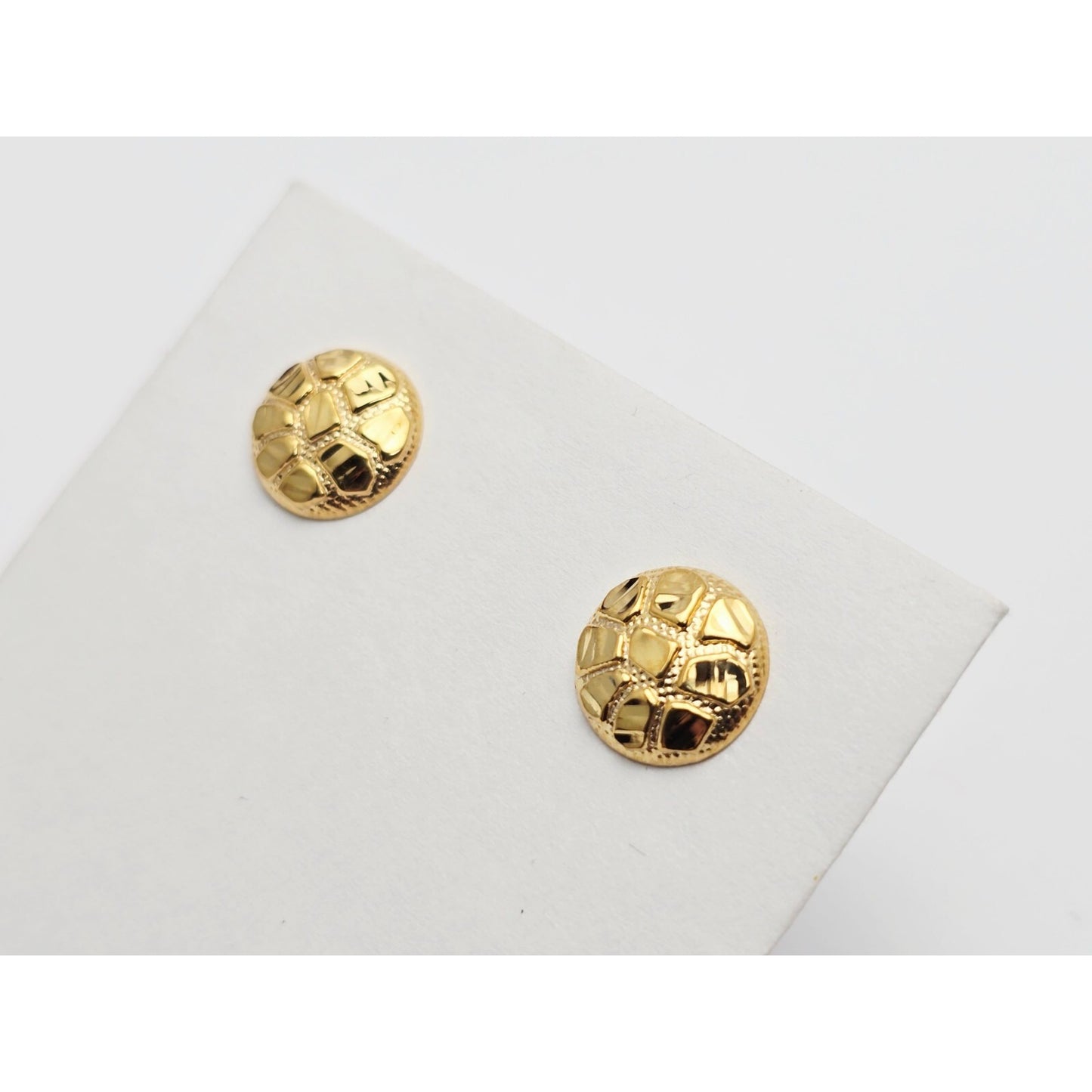 10K Yellow Gold Round Nugget Stud Earrings
