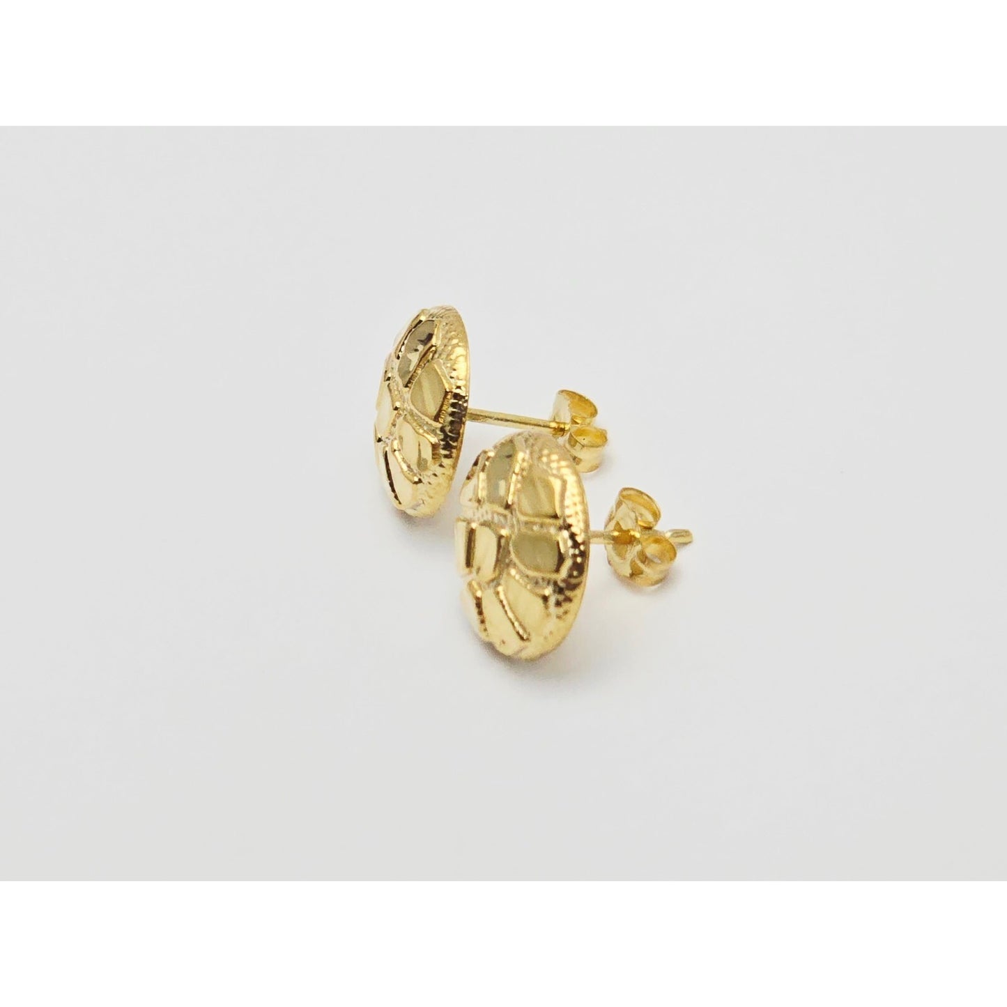 10K Yellow Gold Round Nugget Stud Earrings
