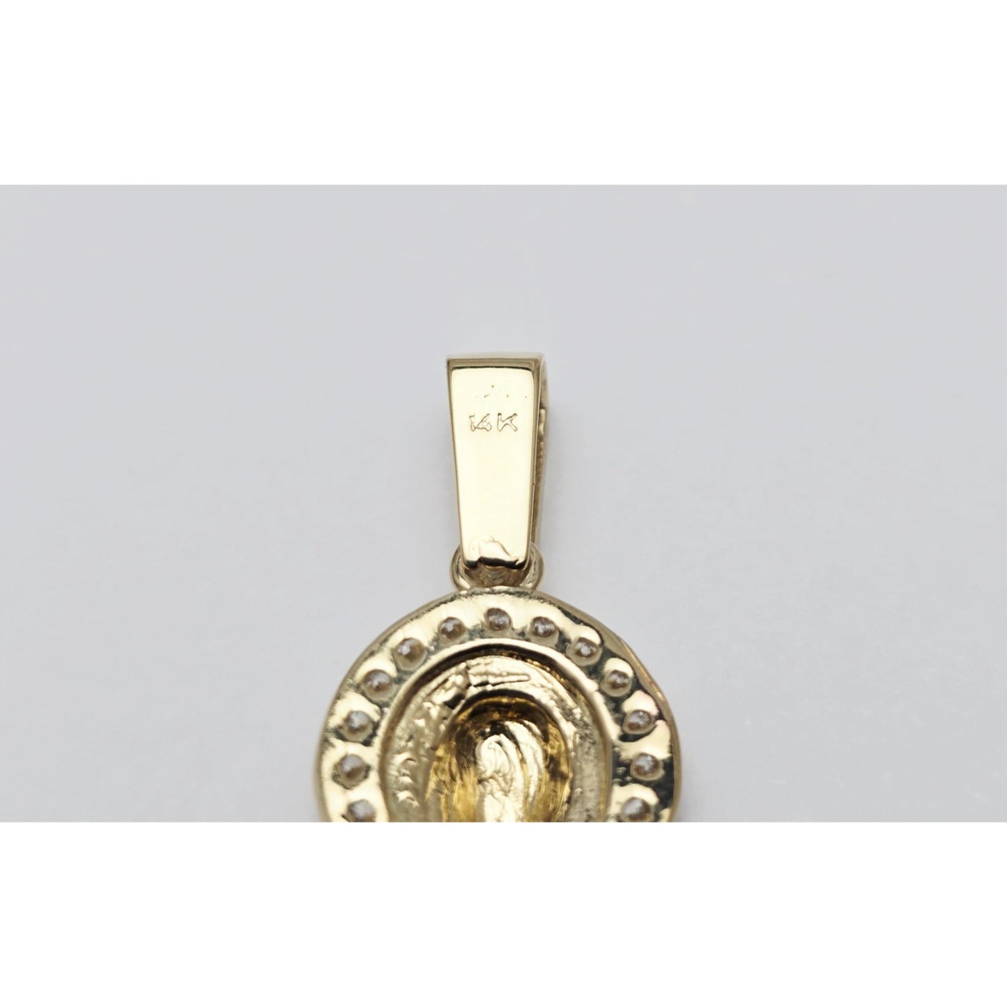 Large 10K Yellow Gold Saint Jude CZ Charm Pendant