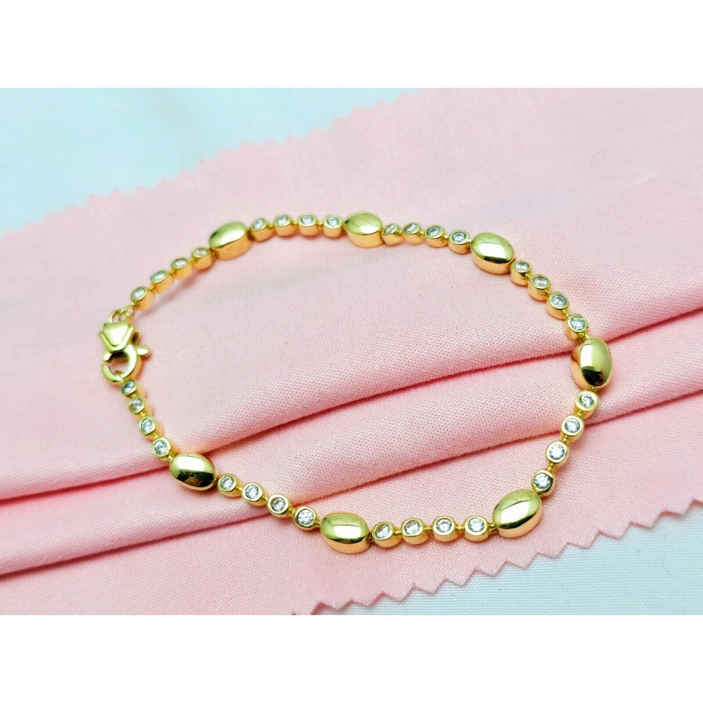 14K Yellow Gold CZ Tennis Link Bracelet