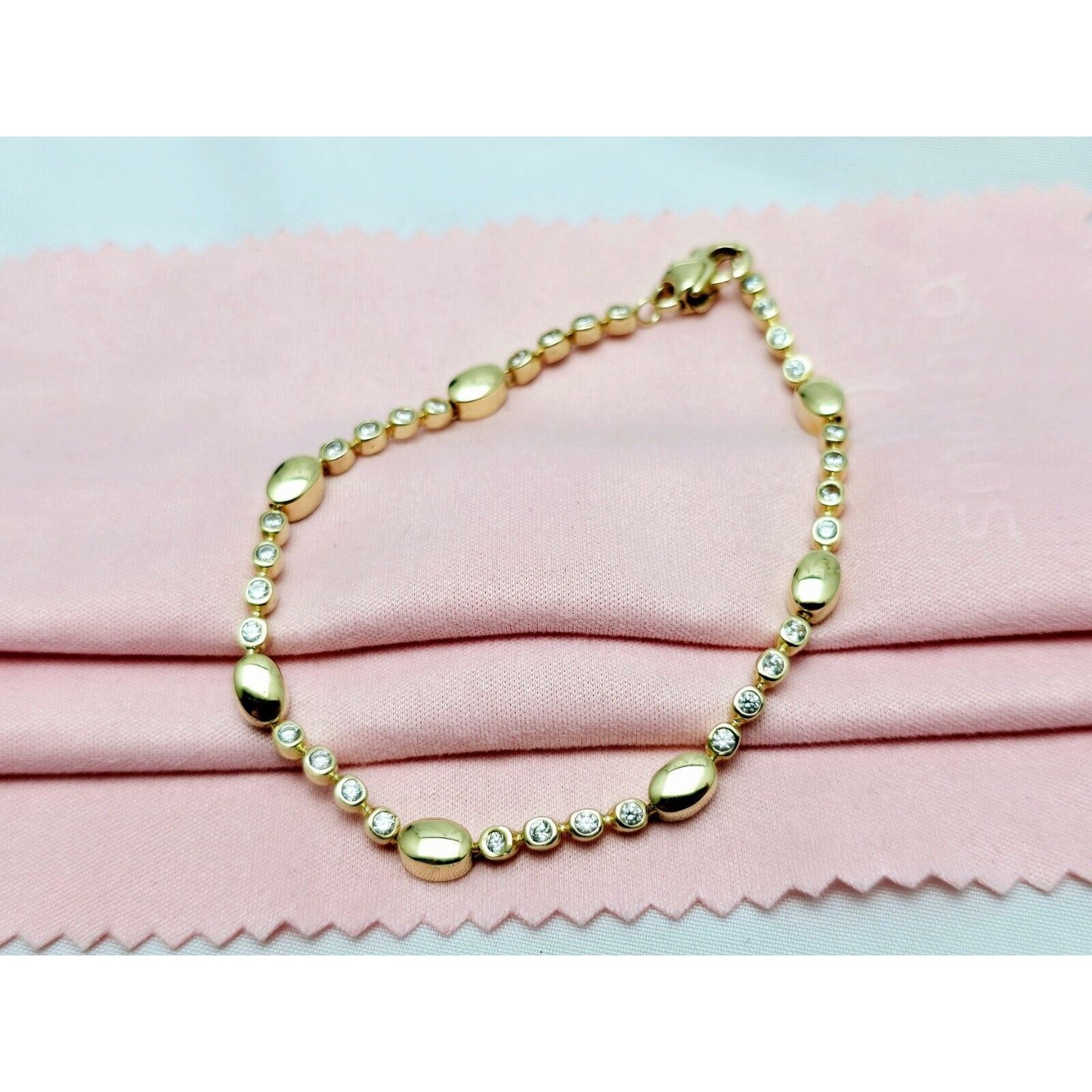 14K Yellow Gold CZ Tennis Link Bracelet