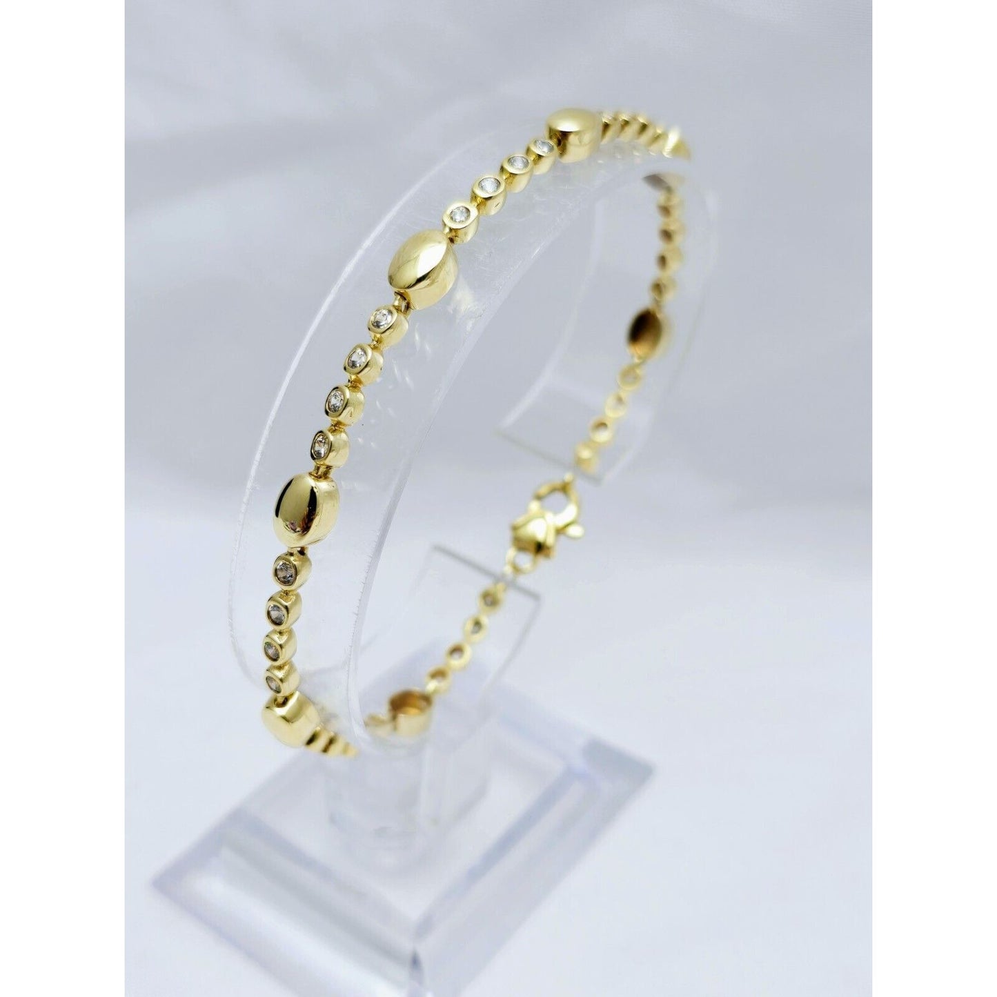 14K Yellow Gold CZ Tennis Link Bracelet