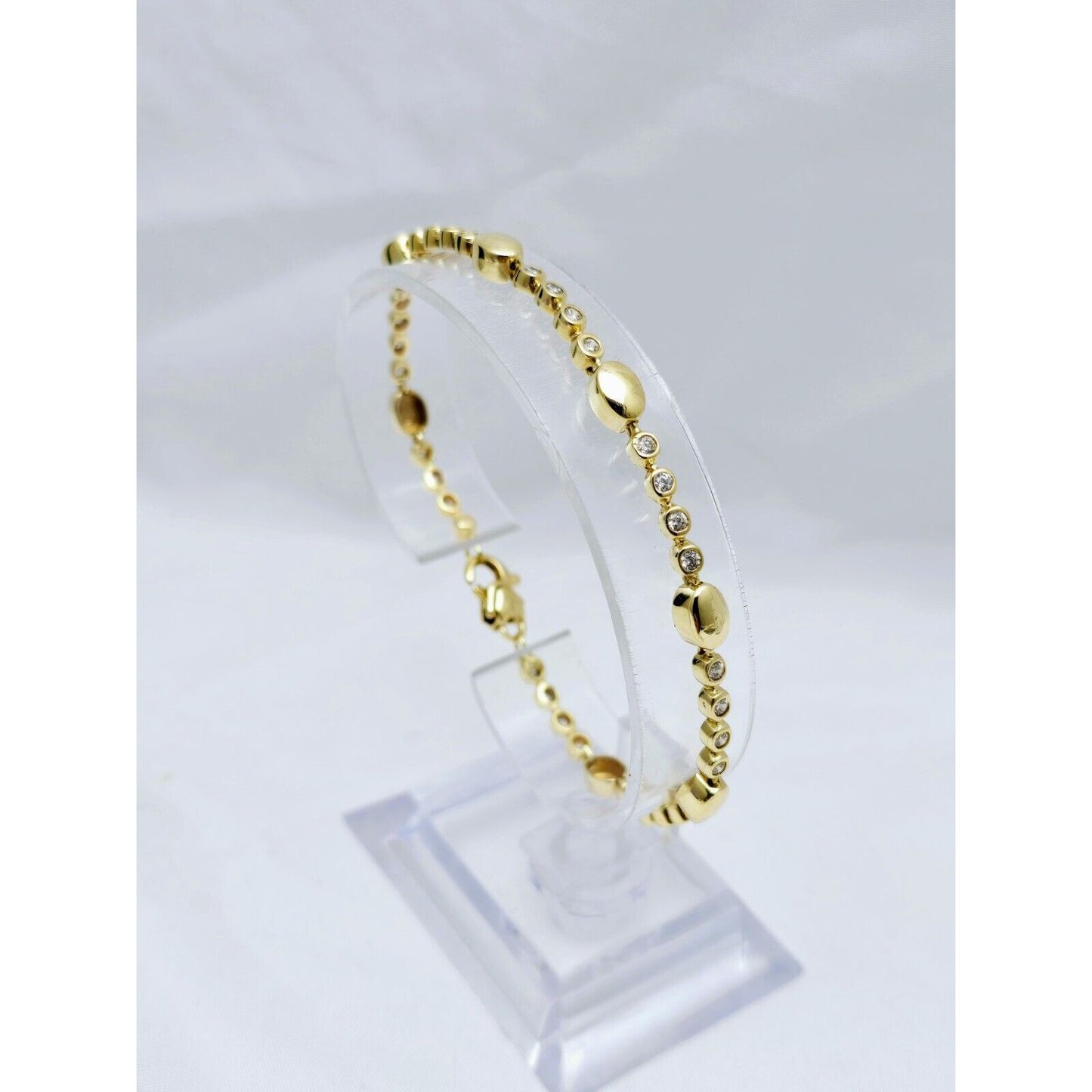 14K Yellow Gold CZ Tennis Link Bracelet
