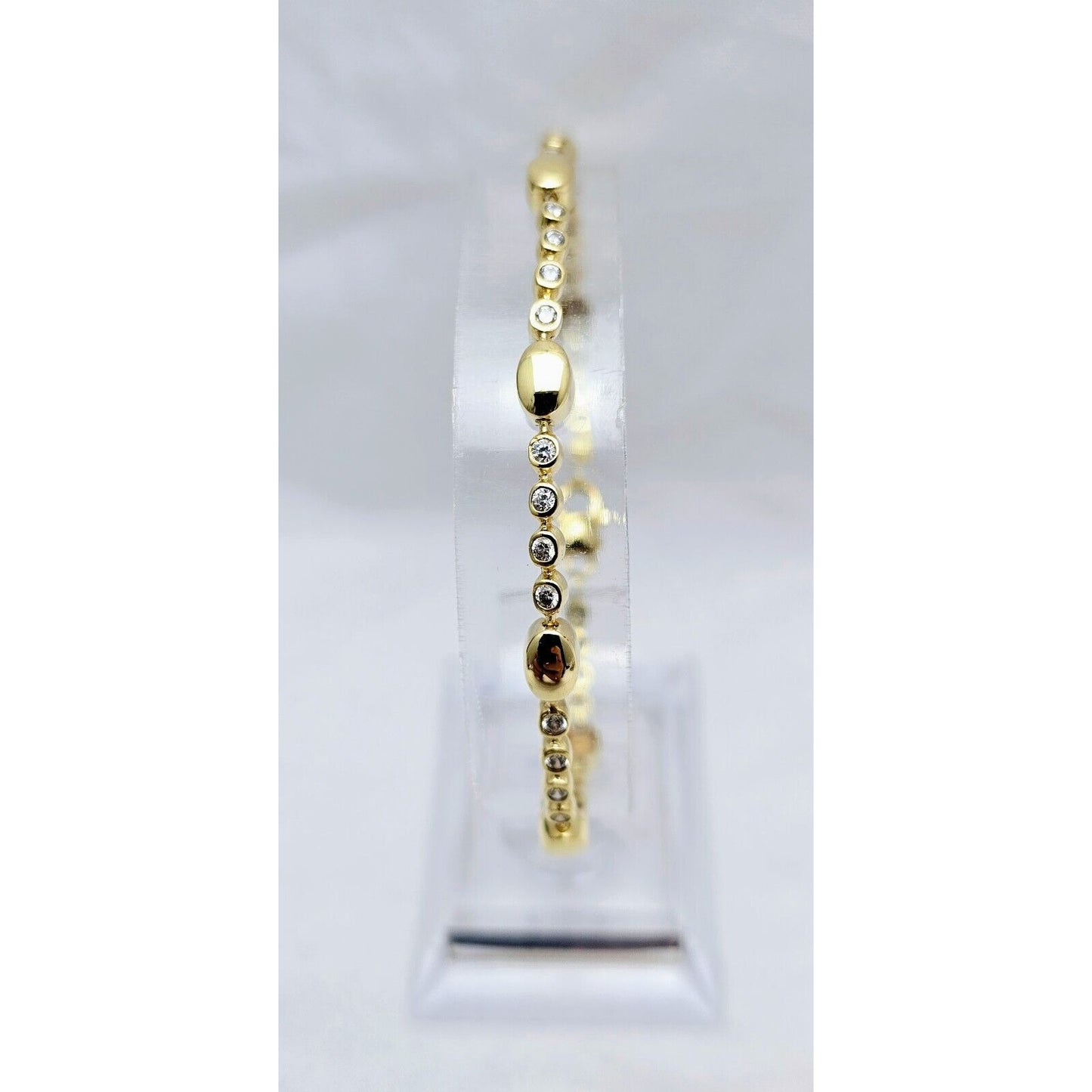 14K Yellow Gold CZ Tennis Link Bracelet