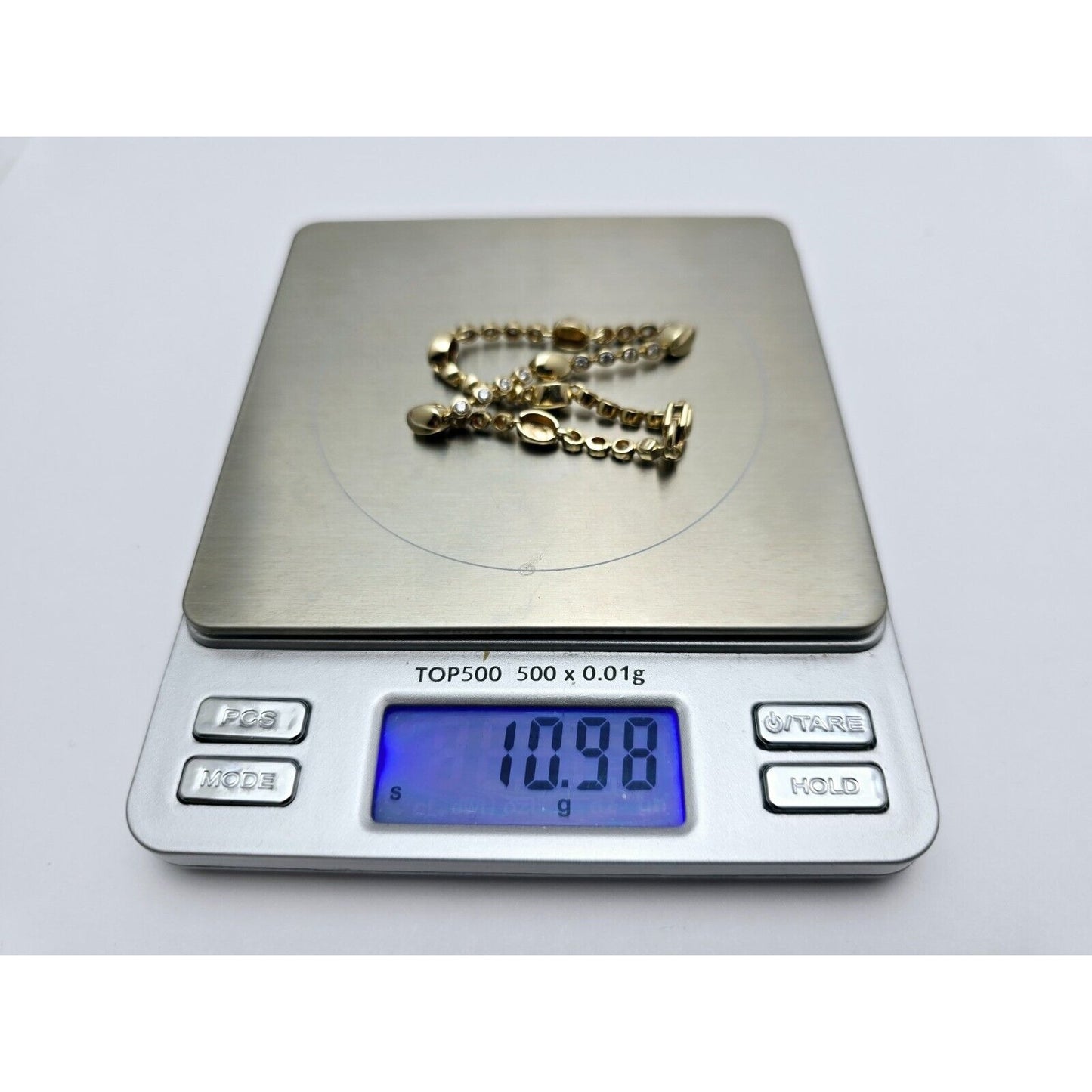 14K Yellow Gold CZ Tennis Link Bracelet