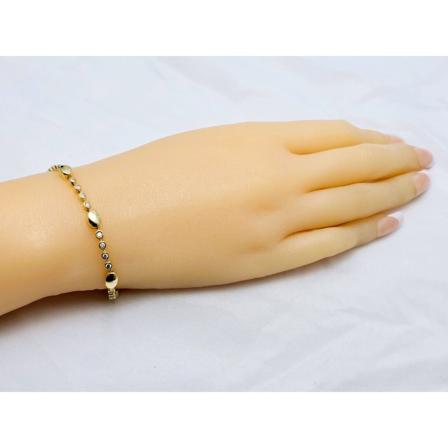 14K Yellow Gold CZ Tennis Link Bracelet