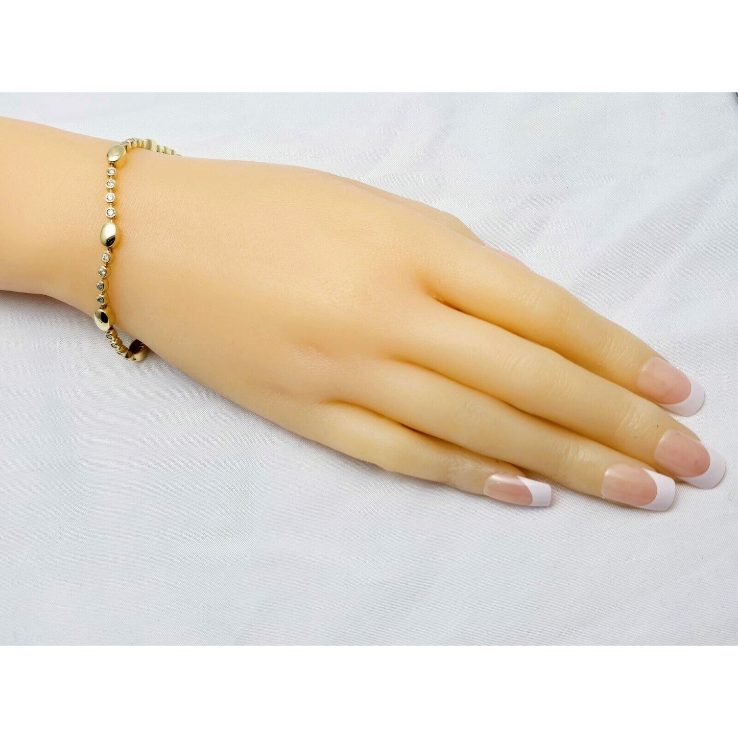 14K Yellow Gold CZ Tennis Link Bracelet