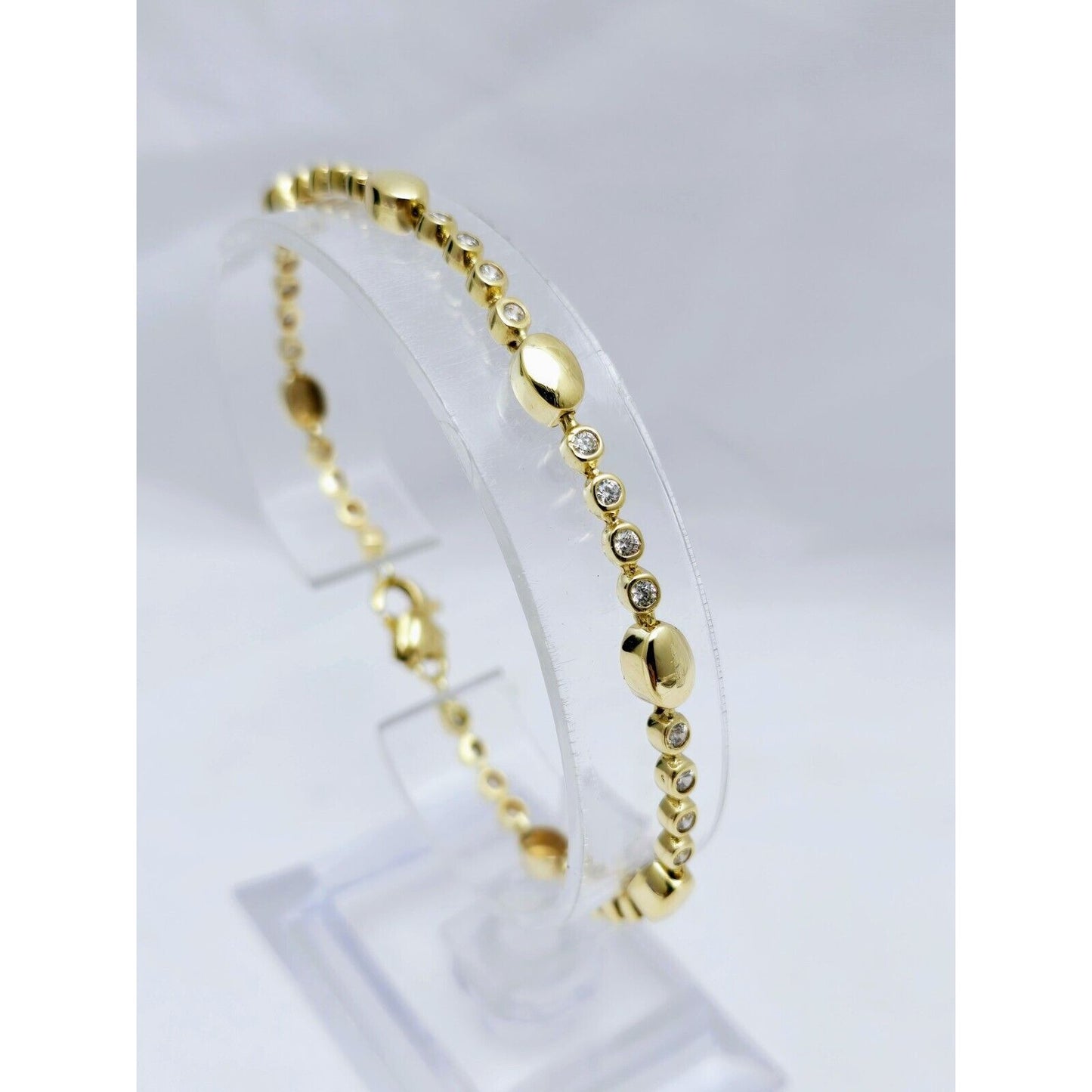 14K Yellow Gold CZ Tennis Link Bracelet