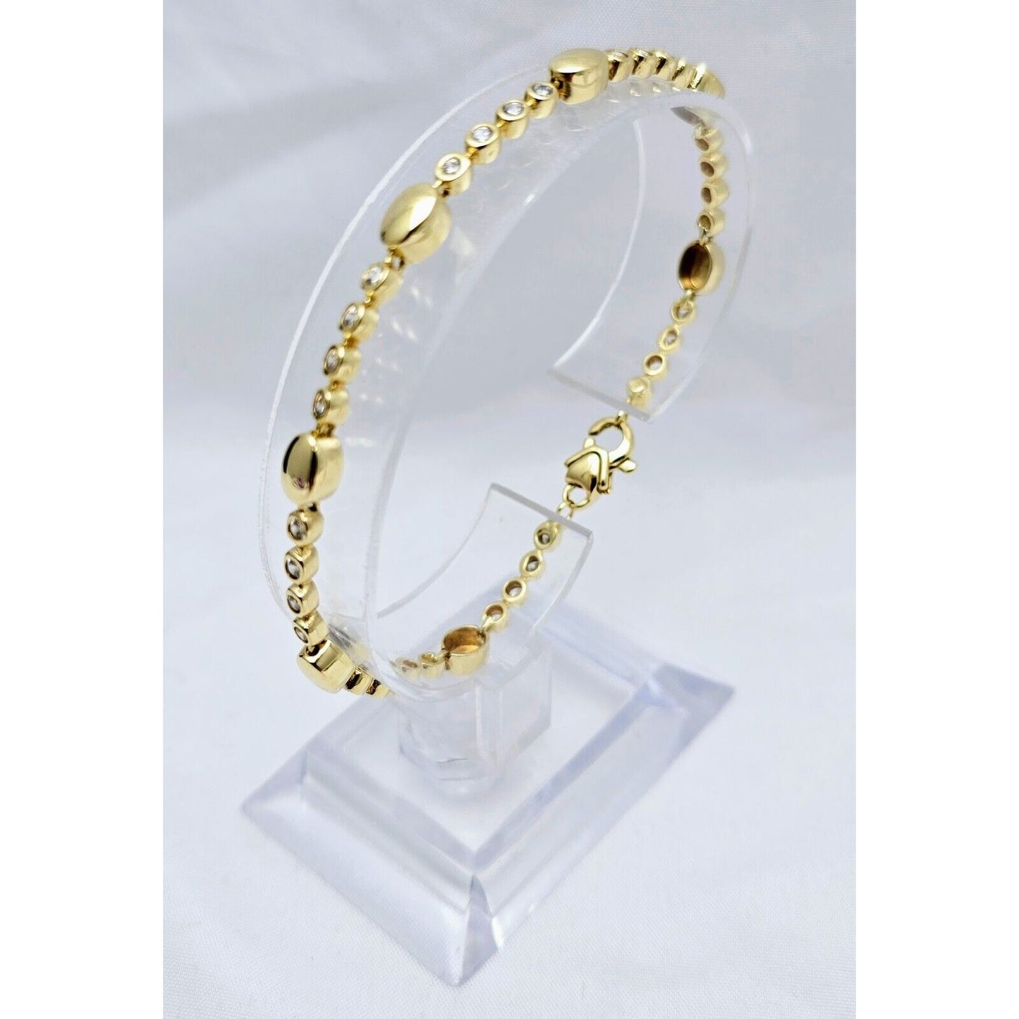 14K Yellow Gold CZ Tennis Link Bracelet